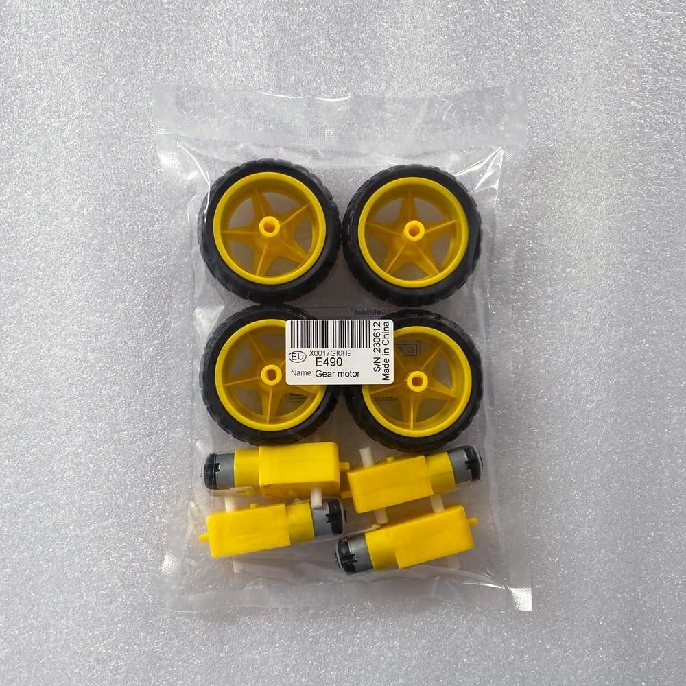 4 Motores con Engranaje DC 3V-12V Gebildet + 4 Ruedas Plásticas