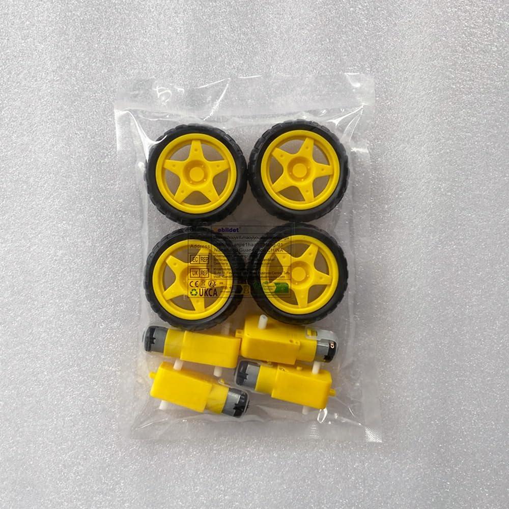 4 Motores con Engranaje DC 3V-12V Gebildet + 4 Ruedas Plásticas