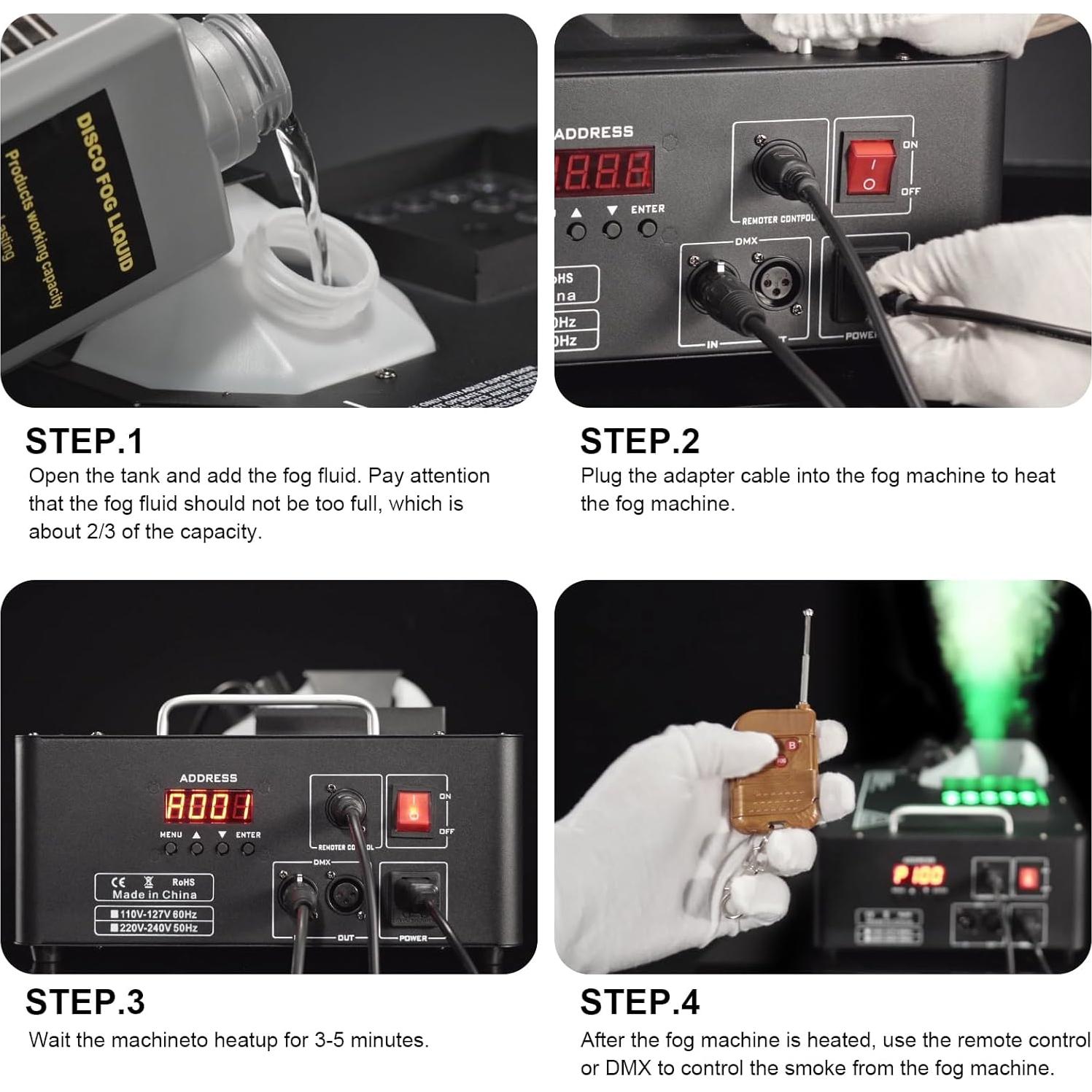 Máquina de Niebla 1500W con 24 Luces LED RGB DMX