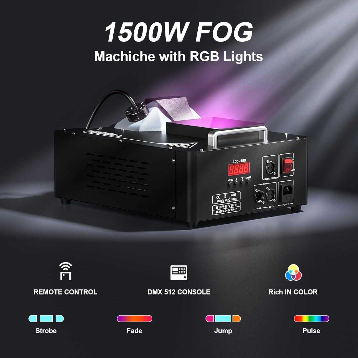 Máquina de Niebla 1500W con 24 Luces LED RGB DMX