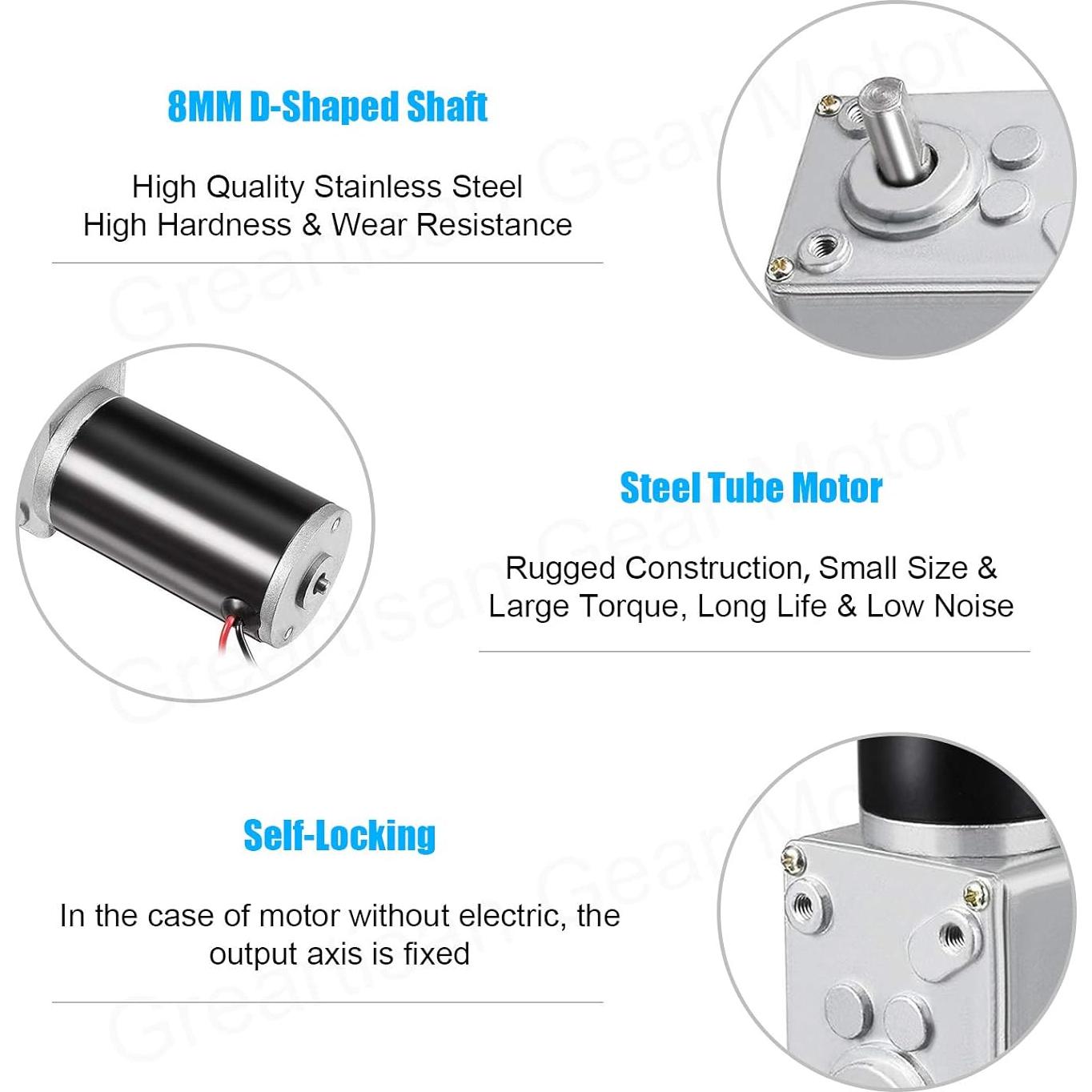 Motor de Engranaje Eléctrico Greartisan 12V 10RPM 40Kg.cm