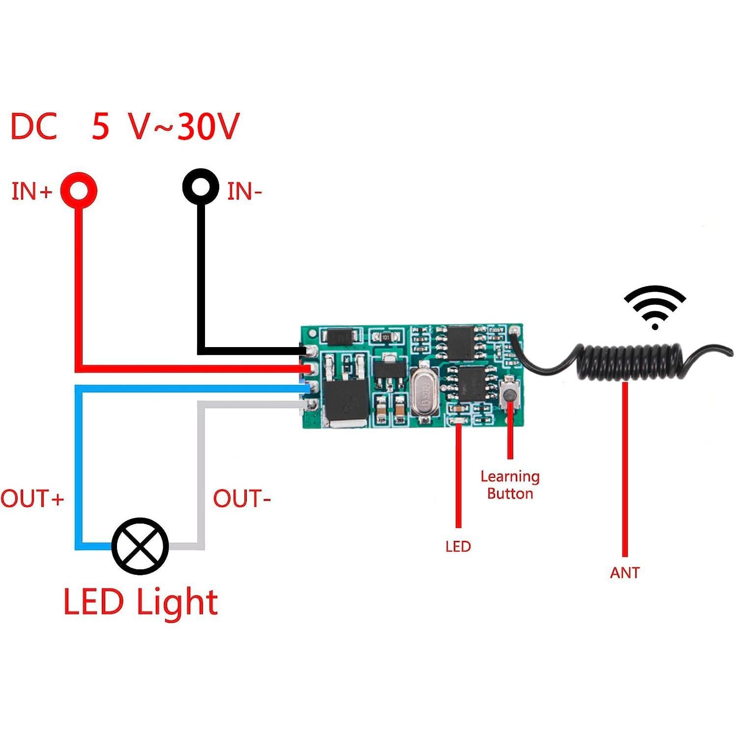 Control Remoto Inalámbrico QOFOWIN 5V-30V 3A RF