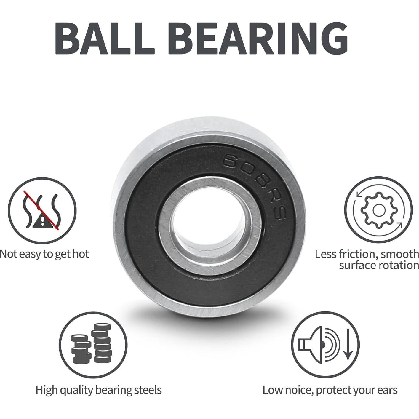 Rodamientos de Bolas 608RS Moicstiy 20 Pcs 8x22x7mm