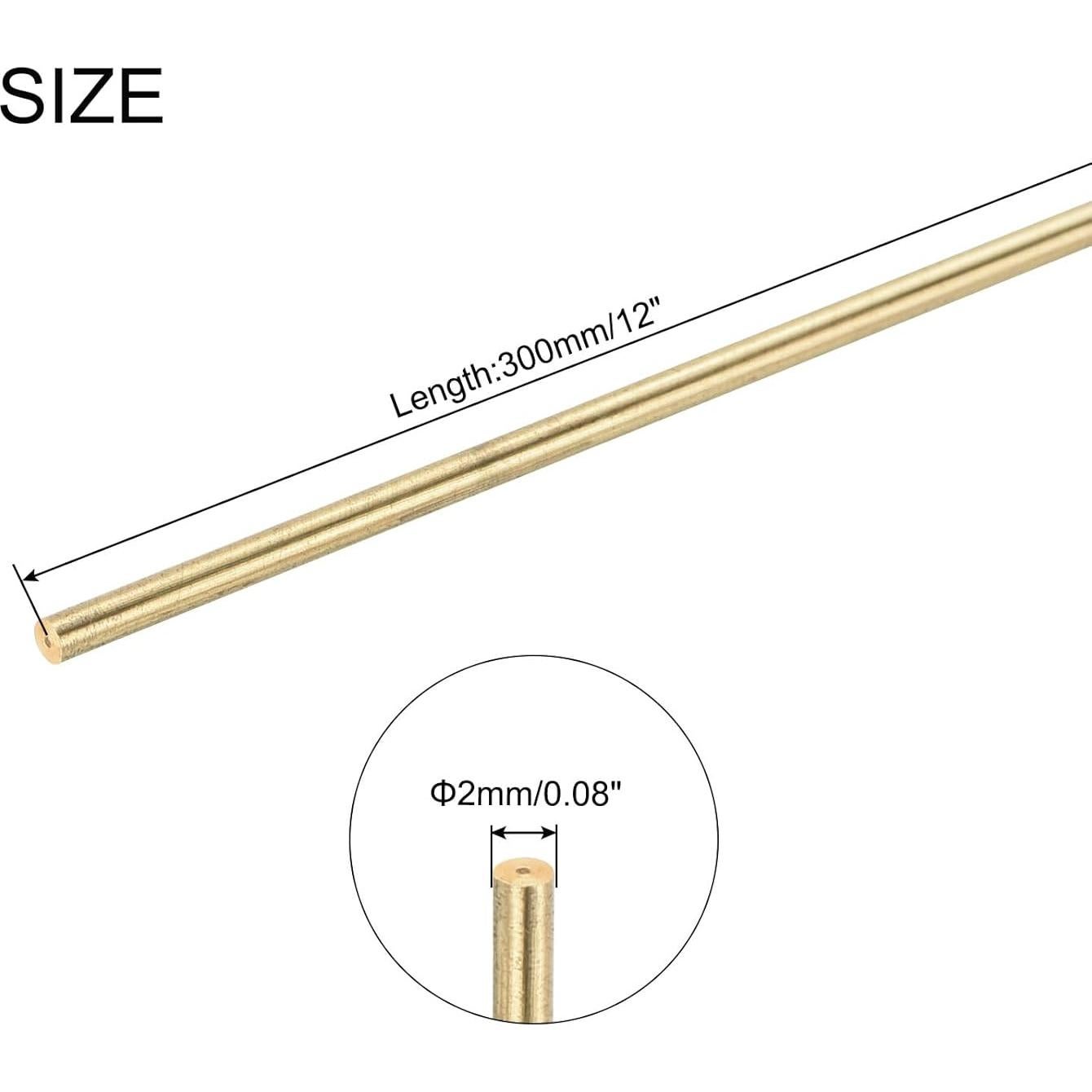 Varilla Redonda de Latón 2mm x 300mm uxcell - 10 Piezas para Bricolaje