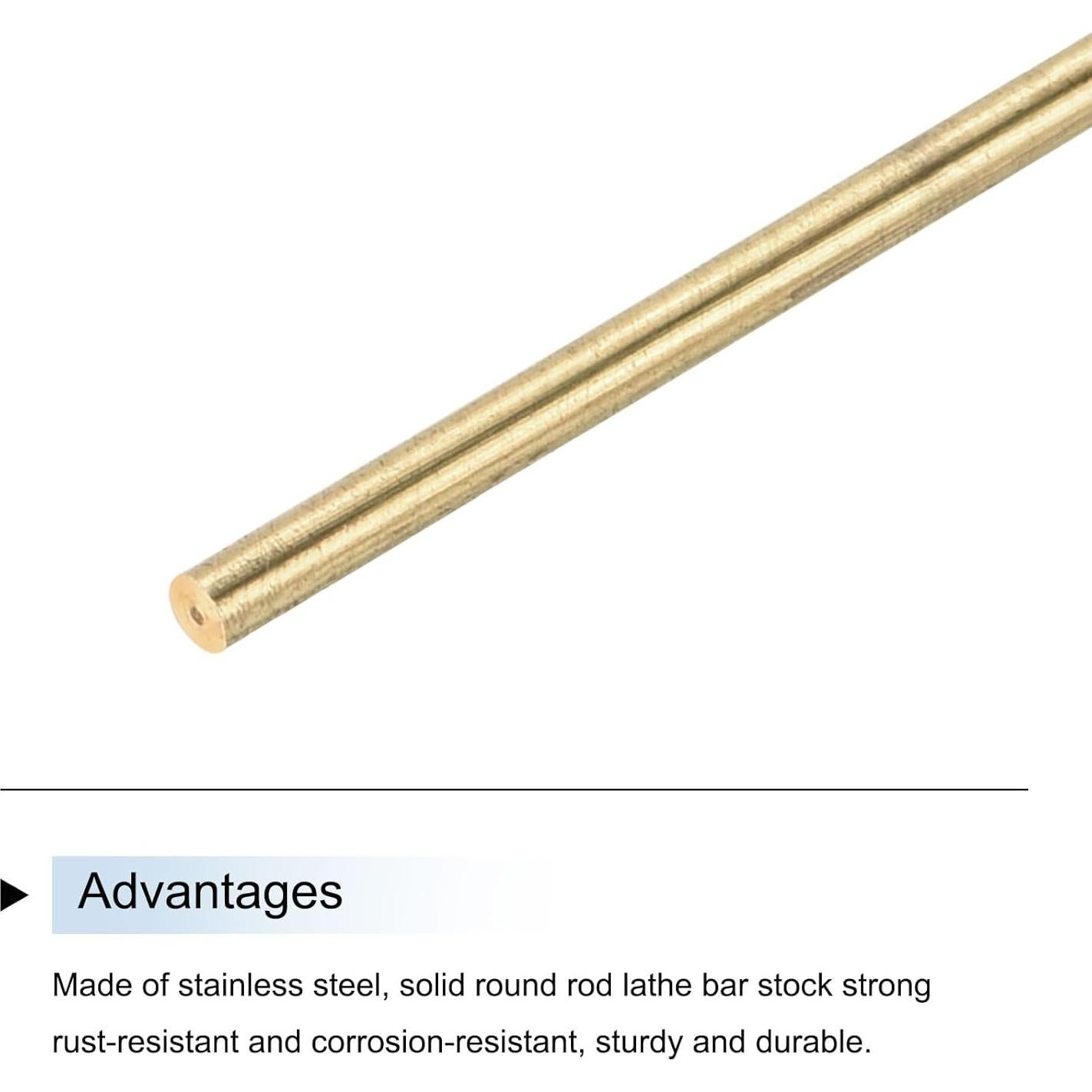 Varilla Redonda de Latón 2mm x 300mm uxcell - 10 Piezas para Bricolaje