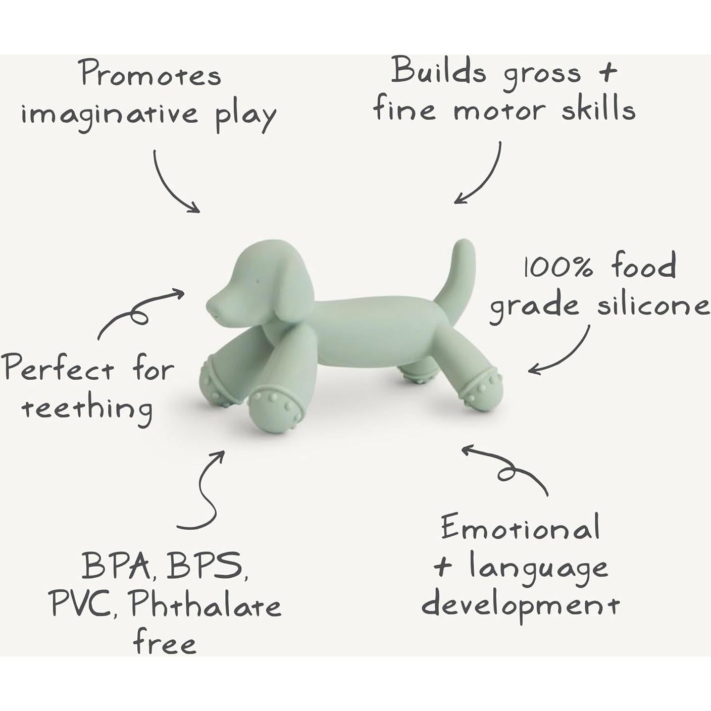 Juguete de Dentición Silicona Mushie Perro 7,6x5,1 cm