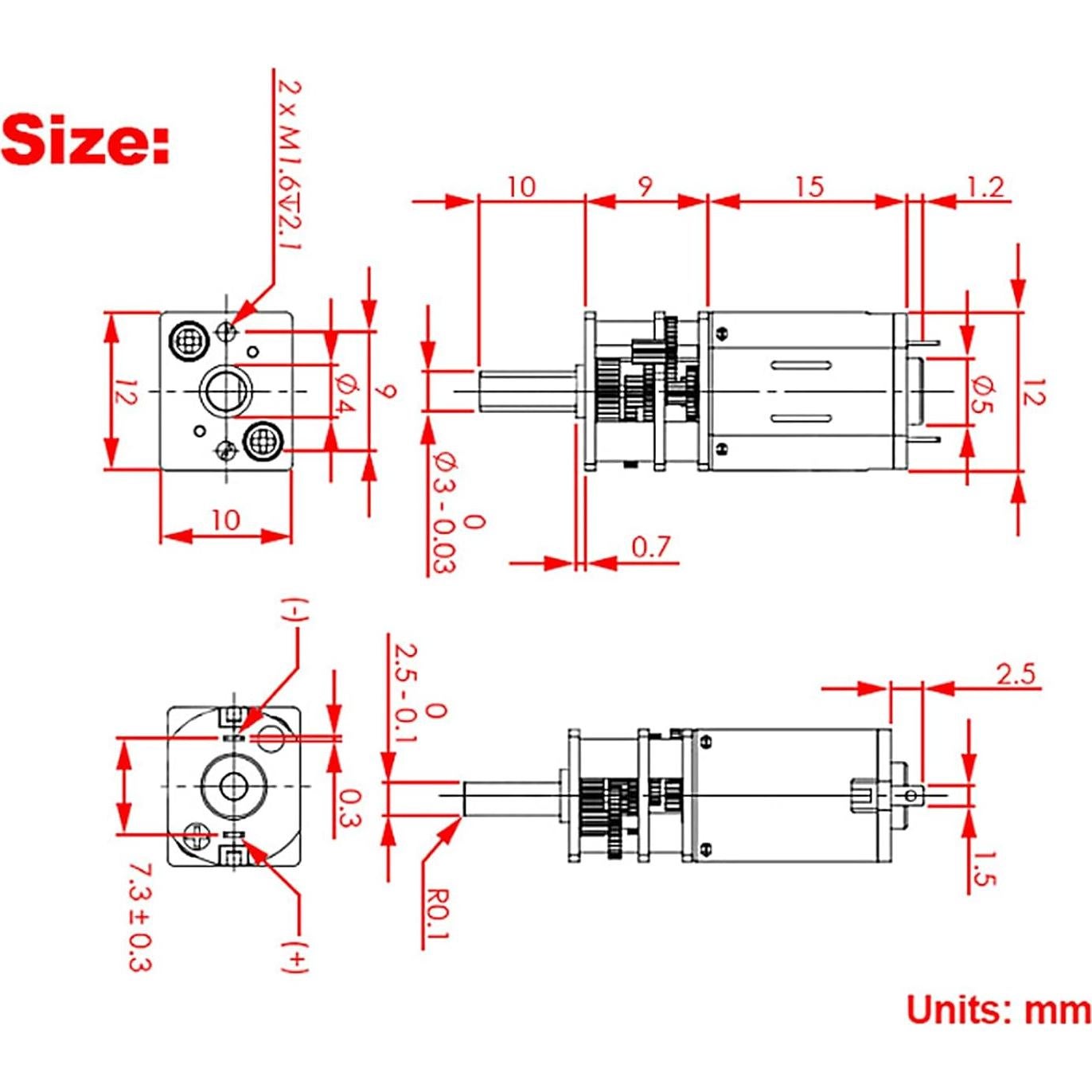2 Motores de Engranaje N20 DC 6V 100RPM AITIAO Micro