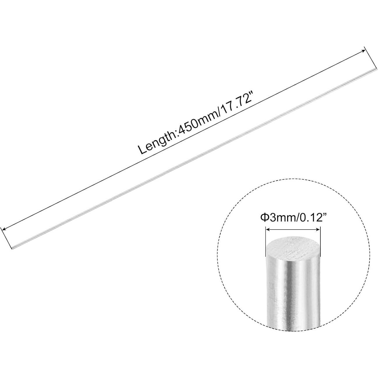 Varilla Redonda Sólida Acero Inoxidable 304 3mm x 450mm - 9pcs
