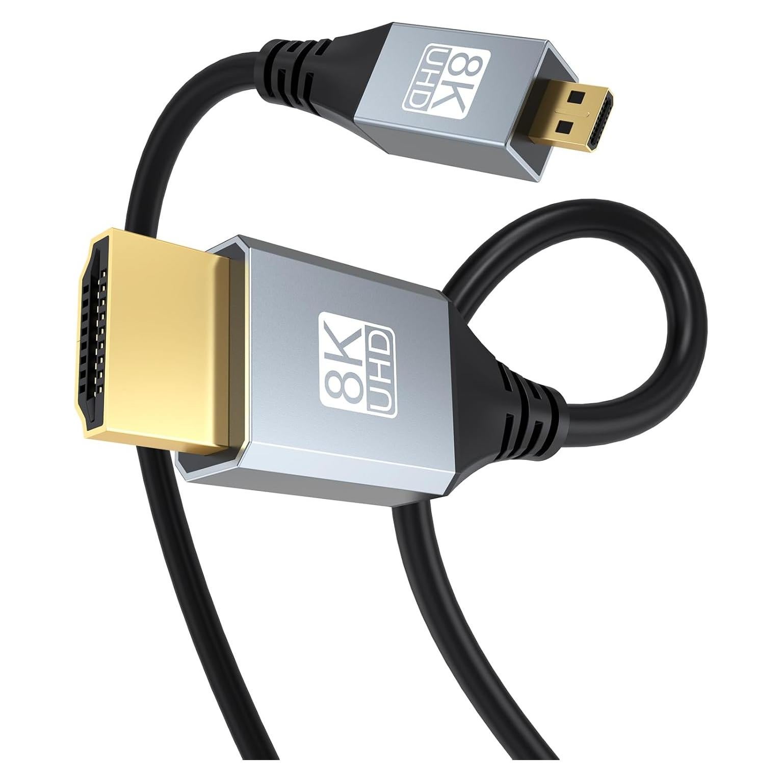 Cable Micro HDMI a HDMI URELEGAN 2.4M 8K 60Hz 48Gbps