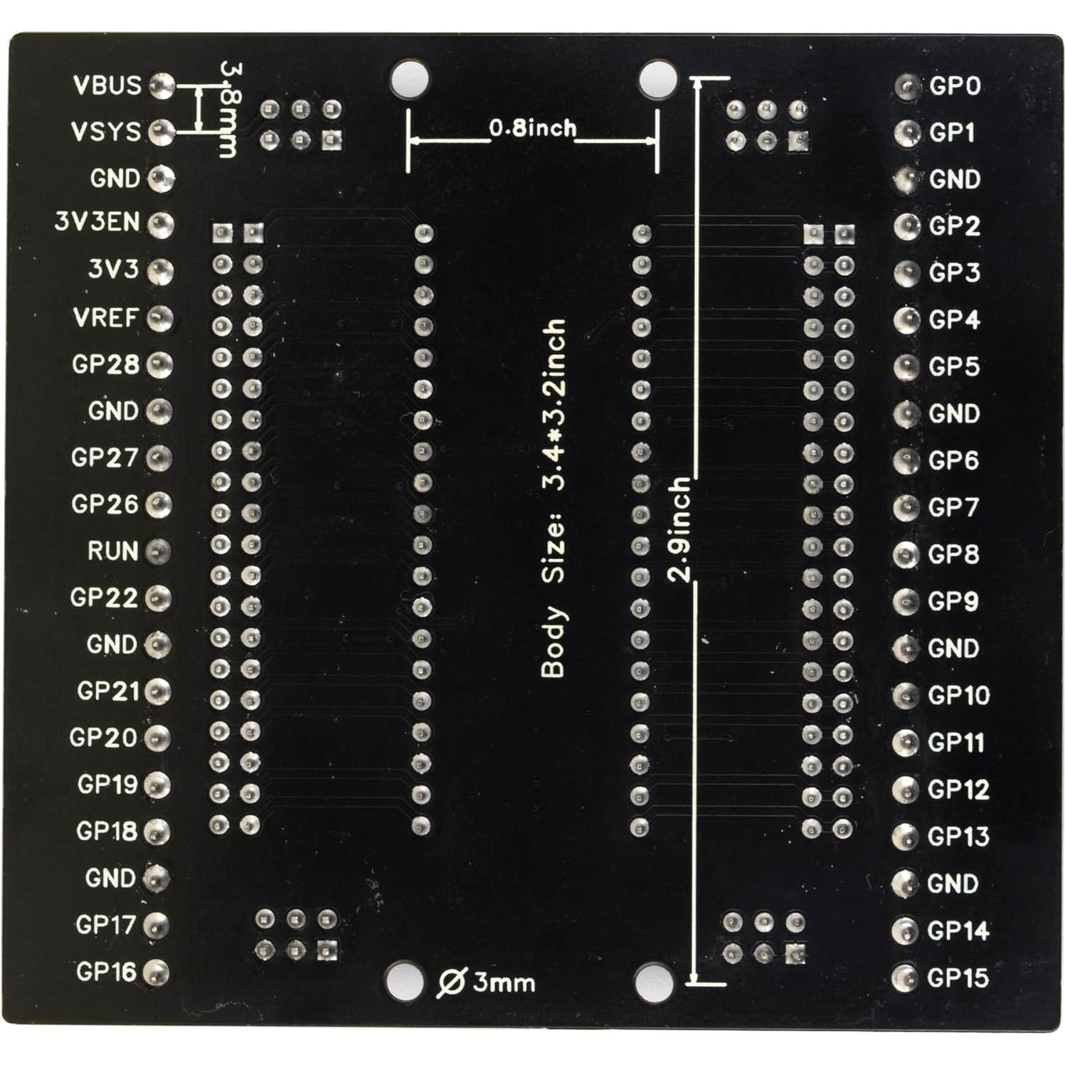 Placa de Desacoplamiento LED risingsaplings para Raspberry Pi Pico