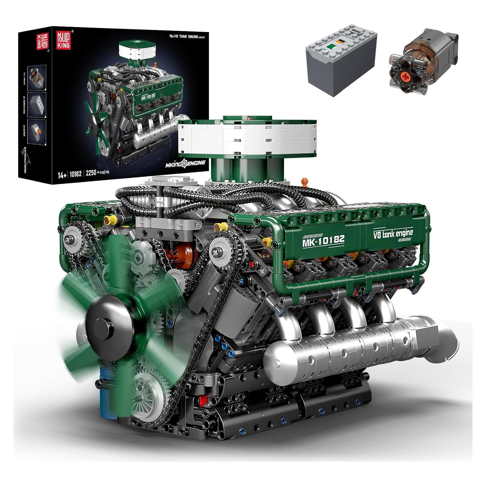 10182 V8 Engine Model Kit That Runs - Build Your Own Mini Engine, Buildable DIY STEM Project, Car Engine Toy for Adults, Home or Office Décor (2250 Pcs)