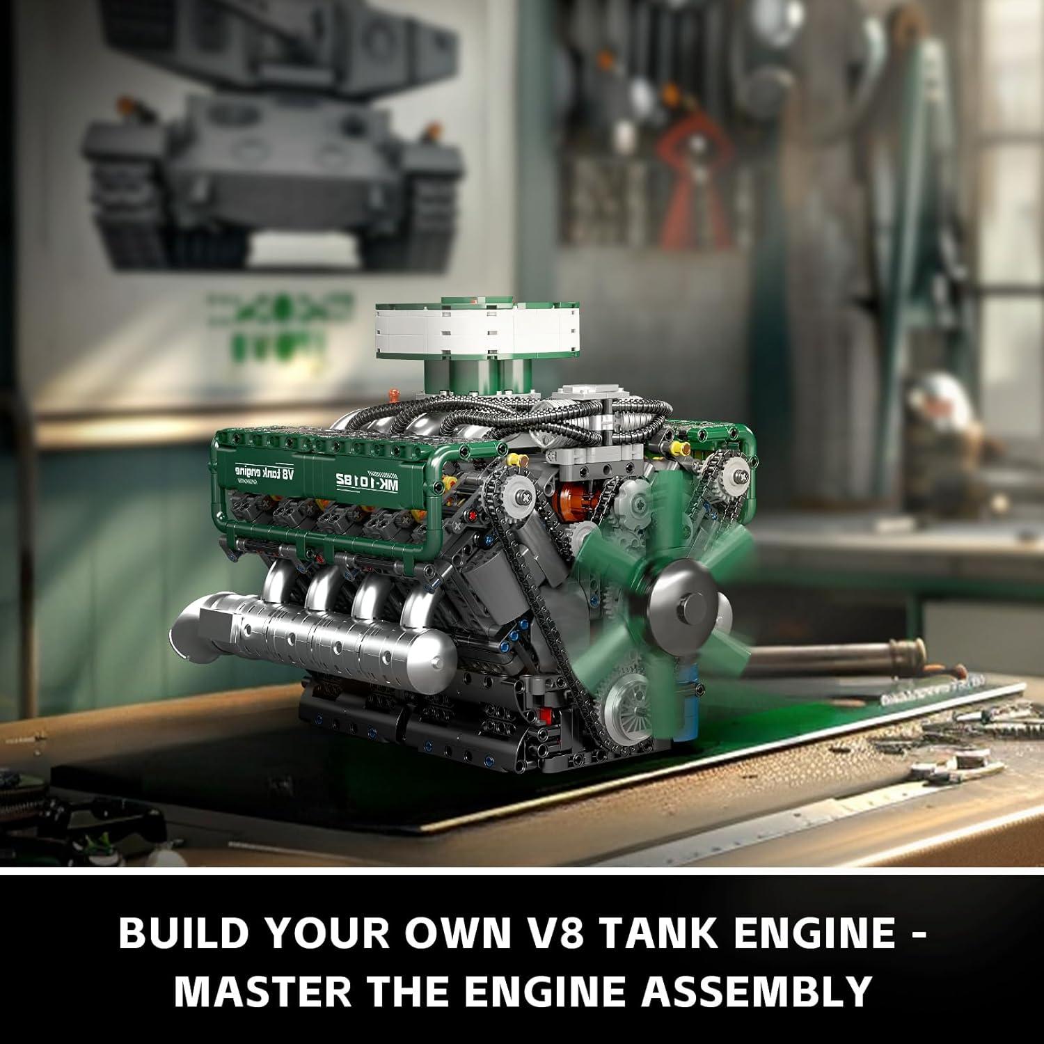 10182 V8 Engine Model Kit That Runs - Build Your Own Mini Engine, Buildable DIY STEM Project, Car Engine Toy for Adults, Home or Office Décor (2250 Pcs)