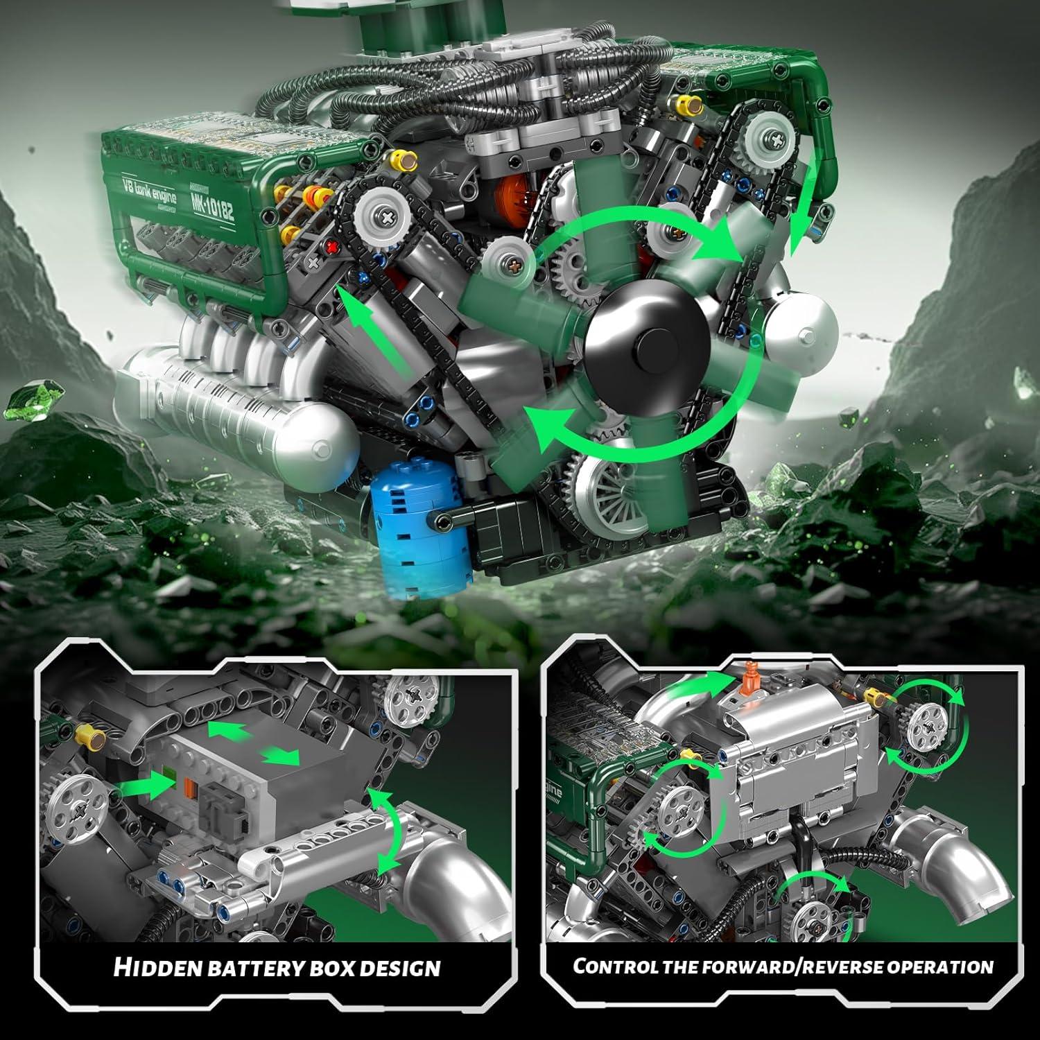 10182 V8 Engine Model Kit That Runs - Build Your Own Mini Engine, Buildable DIY STEM Project, Car Engine Toy for Adults, Home or Office Décor (2250 Pcs)