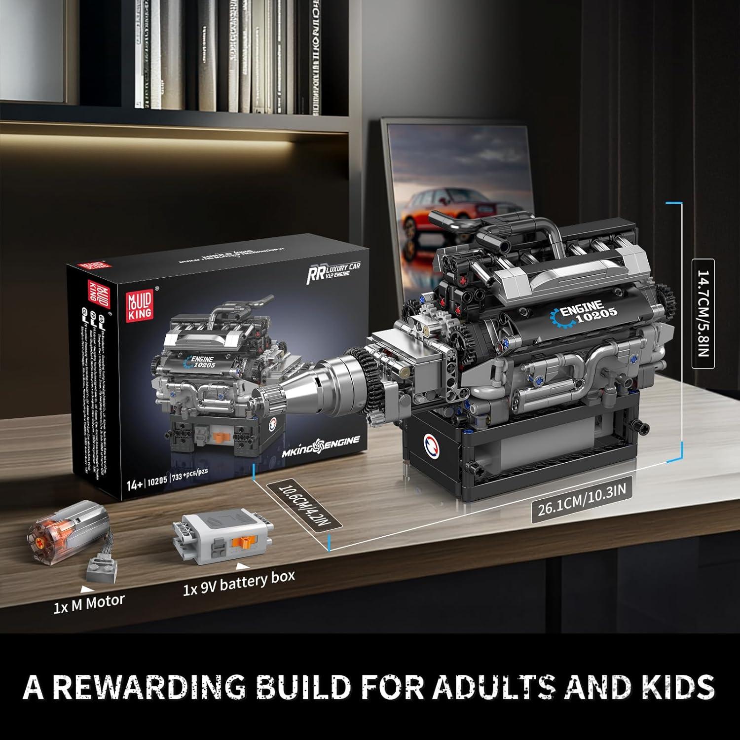 Mould King Motor V12 10205 Bloques de Construcción 733 Piezas