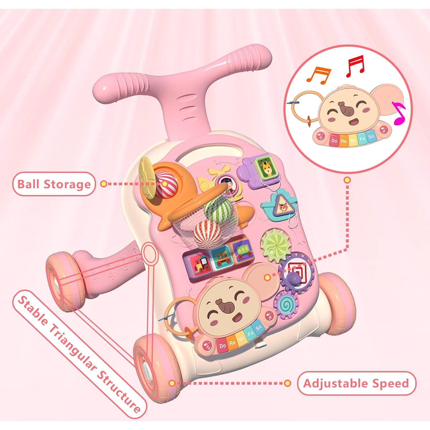 Andador 3 en 1 QDRAGON Rosa para Bebés 12+ Meses