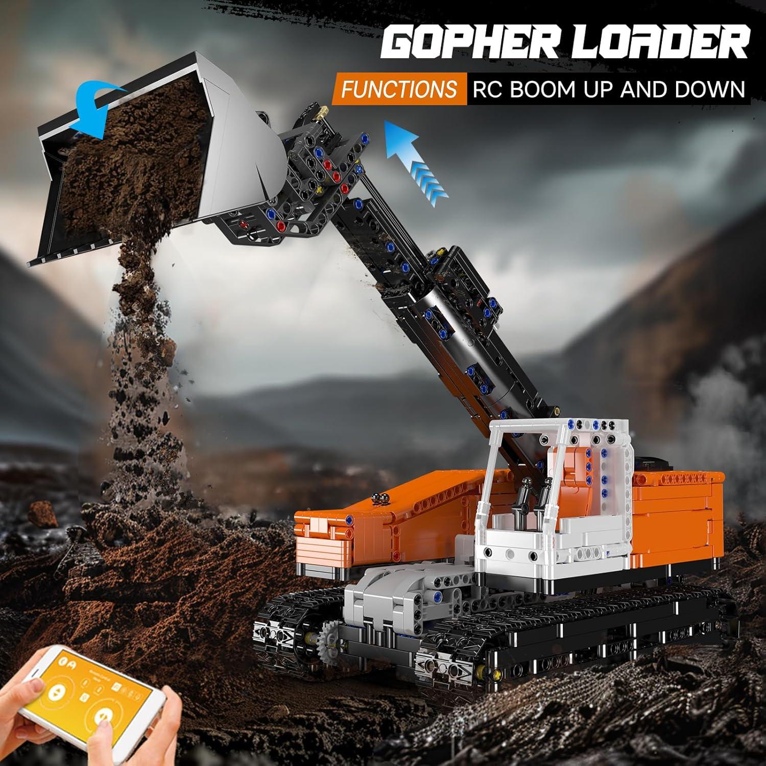 Mould King 17054 Gopher Loader Technik Building Set, App-Controlled Bulldozer Truck Construction Vehicle Toys with Engines, DIY Engineering Model Sets(1423 Pieces)