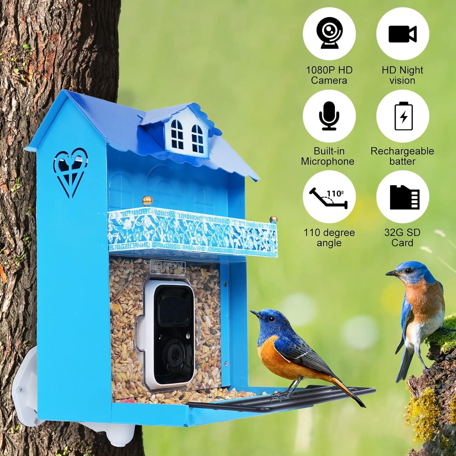 Comedero para Aves BEUTFQL con Cámara 2K HD y WiFi
