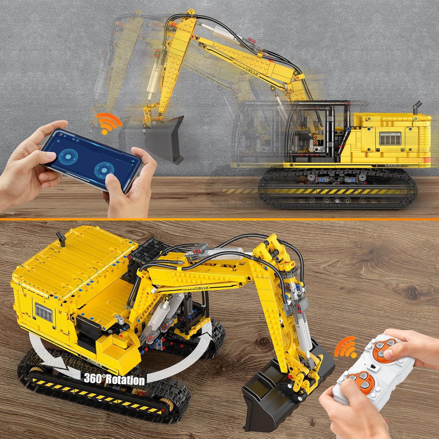 Excavadora RC Mould King 13112 1830PCS Juguete STEM 8+