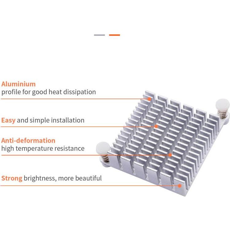 Disipador de Aluminio Orange Pi 5 Plus 50mm x 46mm x 12.6mm