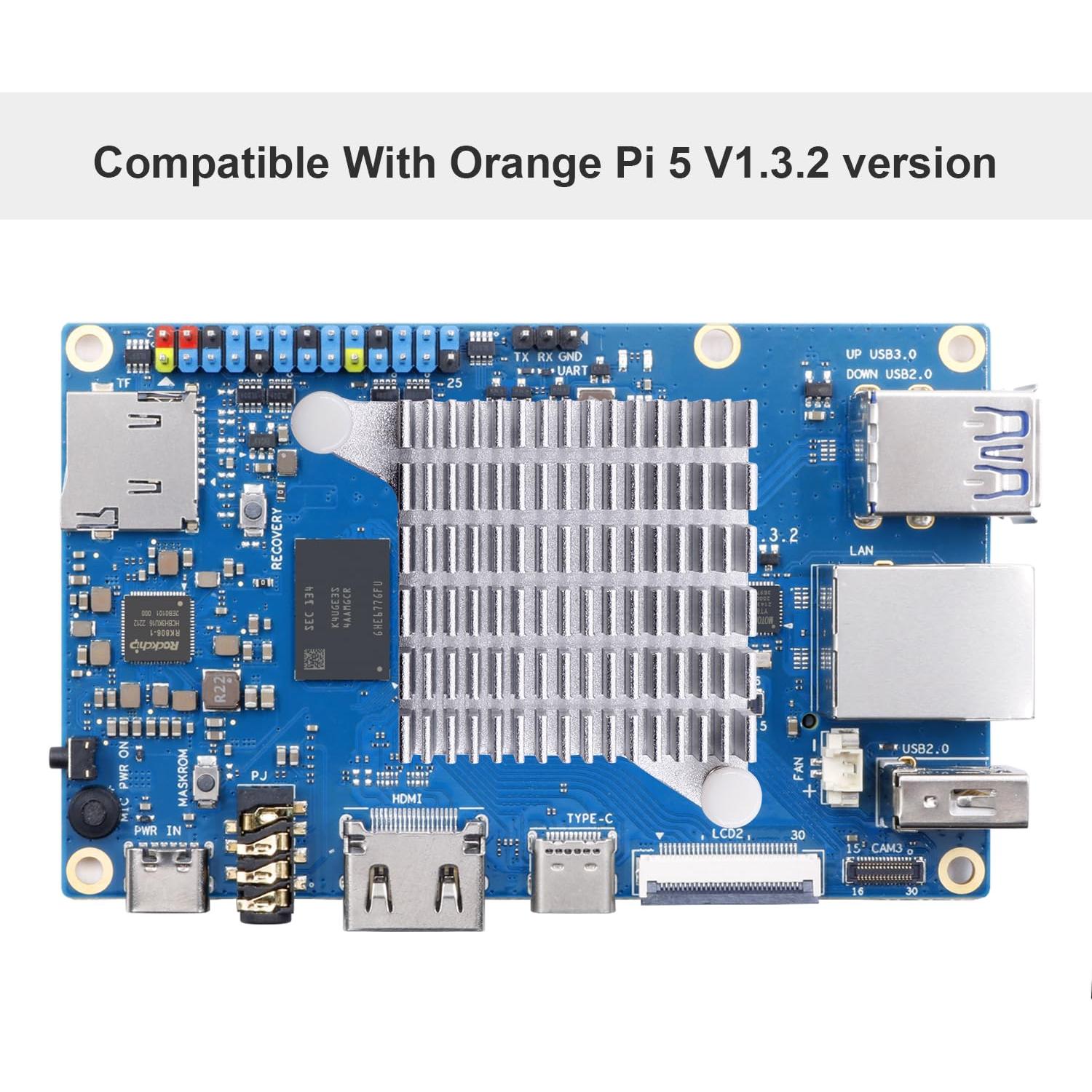 Disipador de Aluminio Orange Pi 5 Plus 50mm x 46mm x 12.6mm