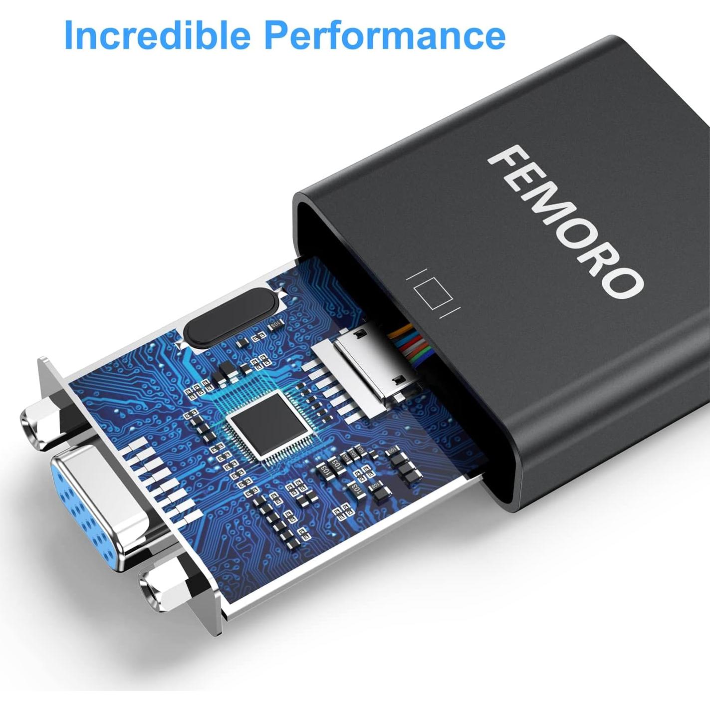 Adaptador HDMI a VGA FEMORO 10 Pack - Alta Definición 1920x1080