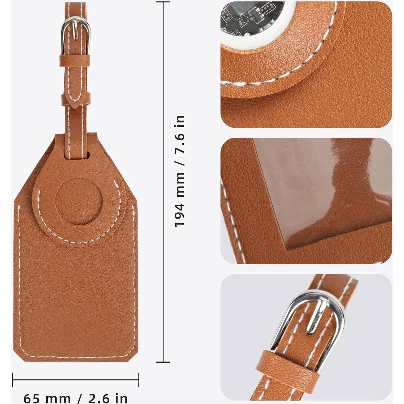 Etiqueta de Equipaje con Soporte para AirTag oriver - Cuero Marrón