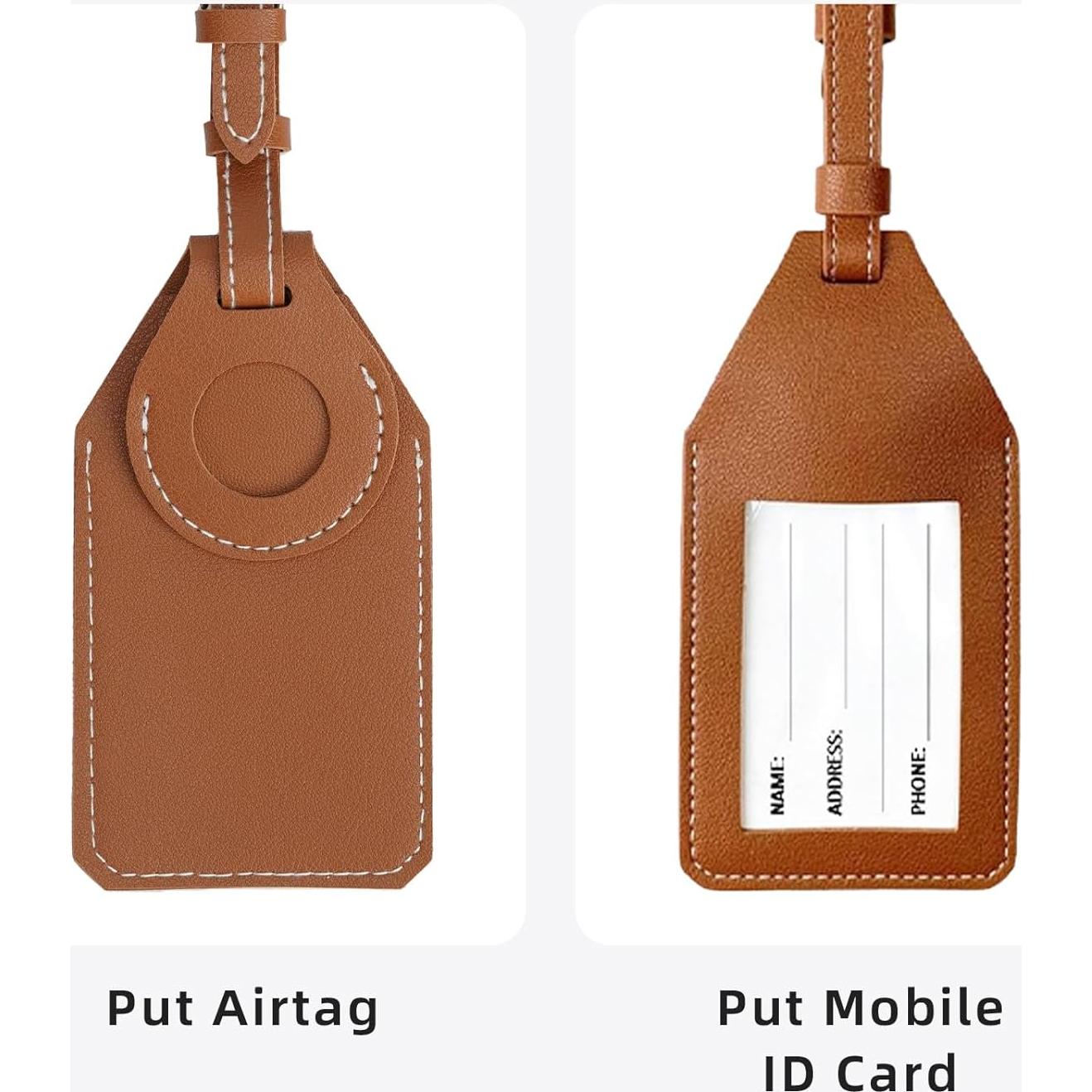 Etiqueta de Equipaje con Soporte para AirTag oriver - Cuero Marrón