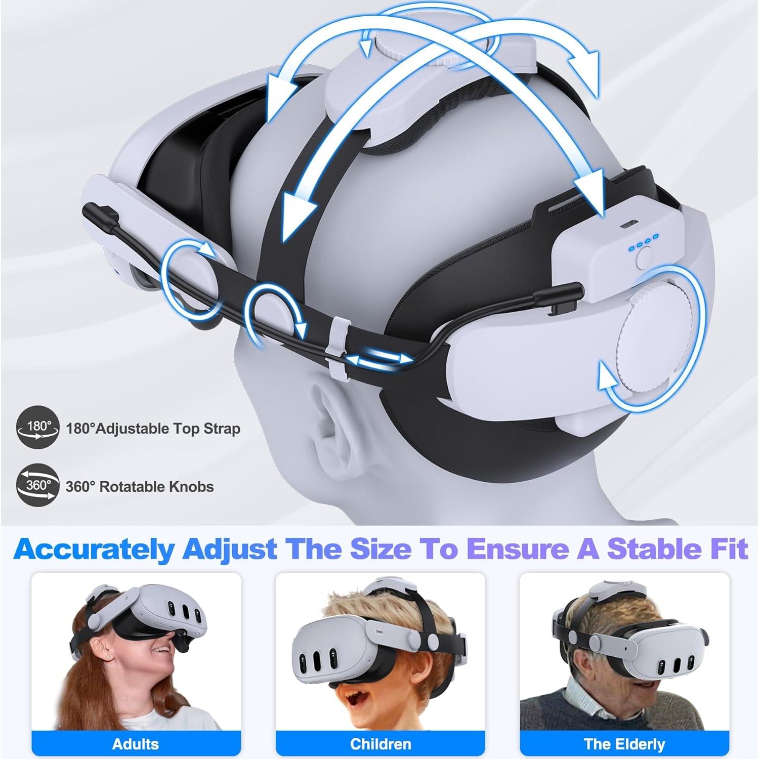 Kawaye Correa de Cabeza con Batería 15000mAh para Meta Quest 3