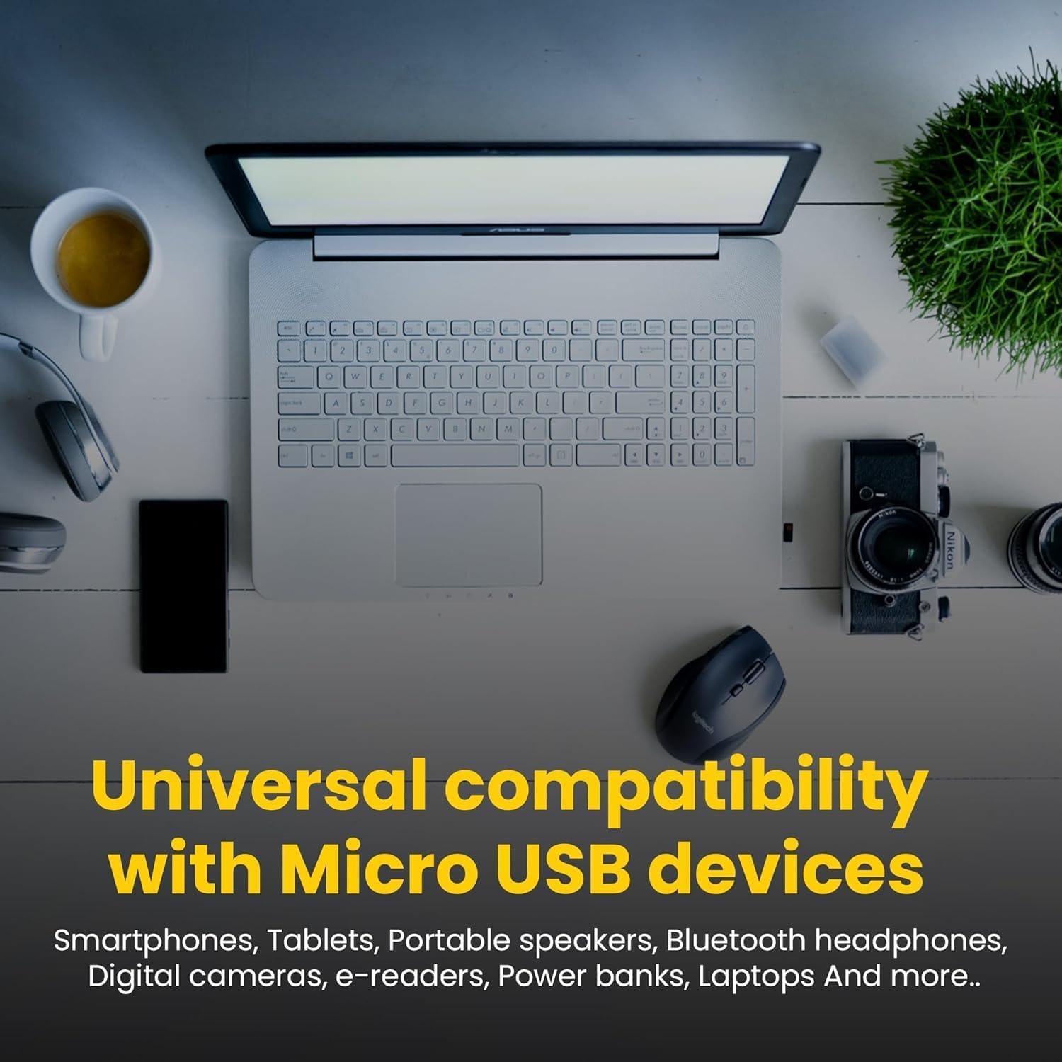 Cable de Carga Rápida MicroUSB 1.8m para Raspberry Pi Zero v1.3