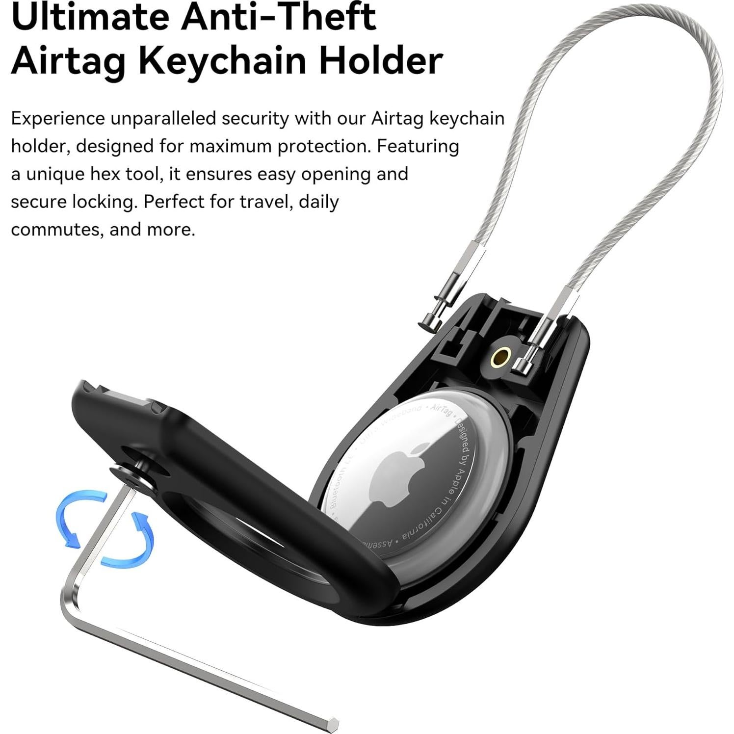 Soporte Seguro para AirTag SkyArmor - 4 Fundas con Cable de Acero