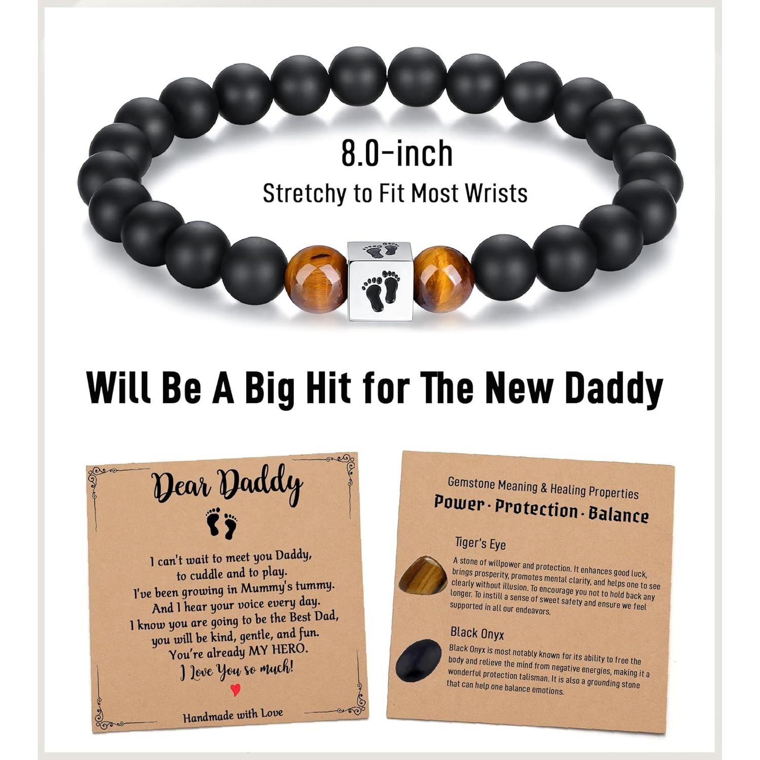 Pulsera para Papá a Punto de Ser TONY & SANDY - Gemas Naturales