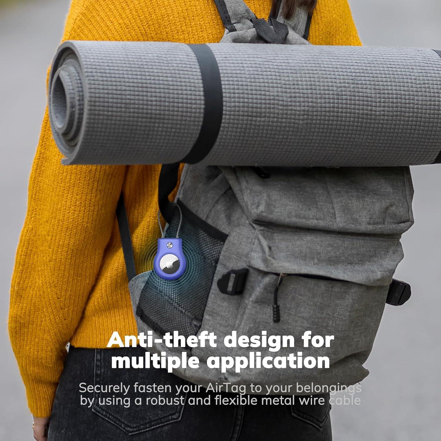 Soporte para llavero AirTag Fiuned - Funda anti-pérdida con cable