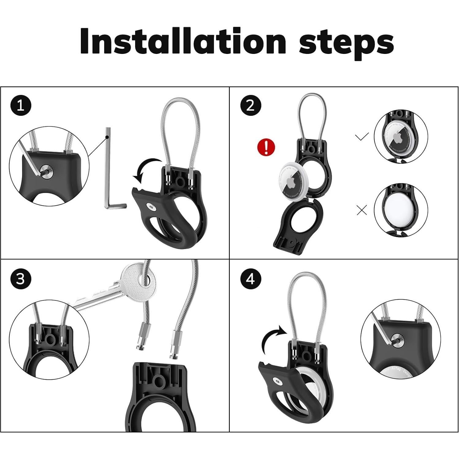 Soporte para llavero AirTag Fiuned - Funda anti-pérdida con cable