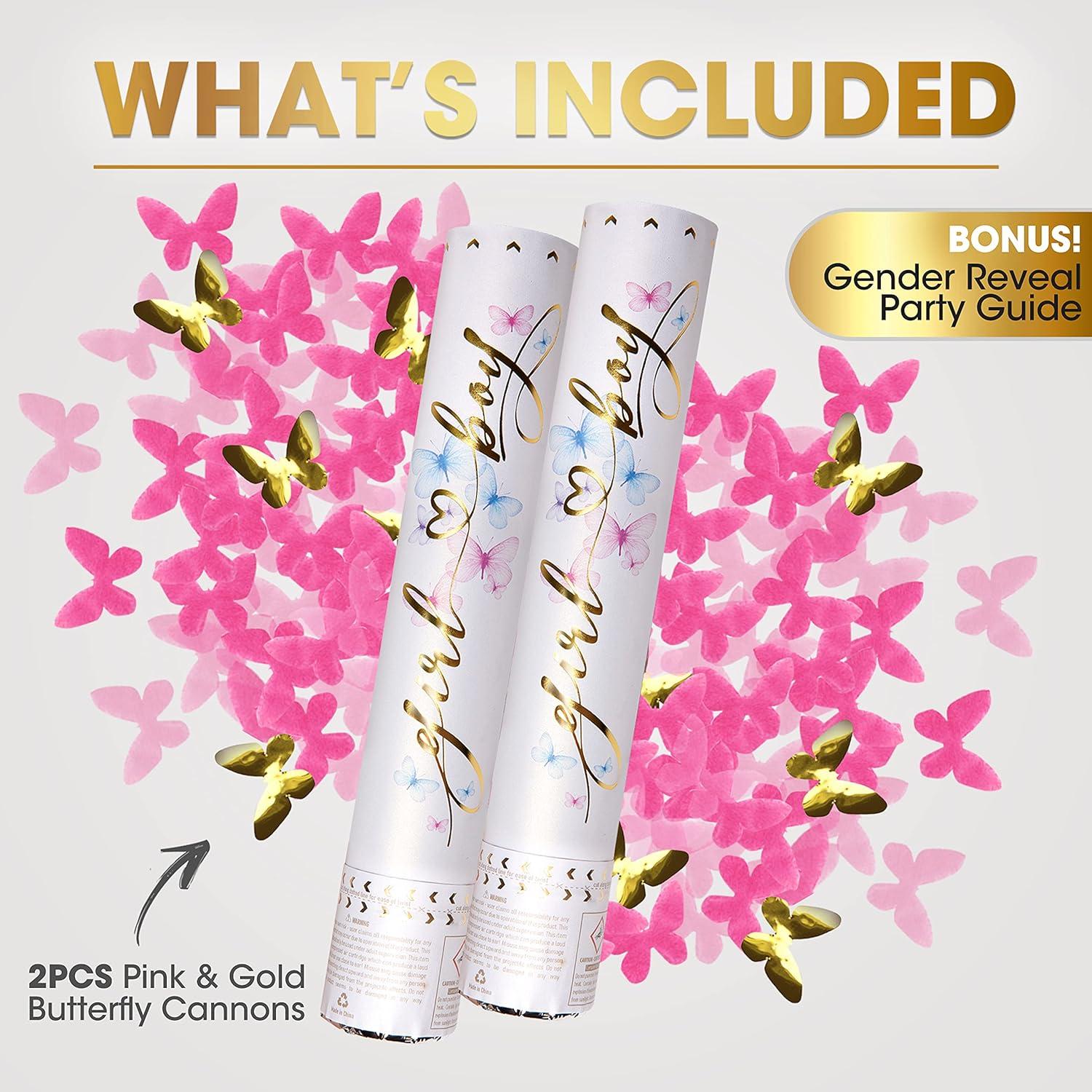 Cañón de Confeti Revelación de Género PrimePure - 2 Piezas Rosa