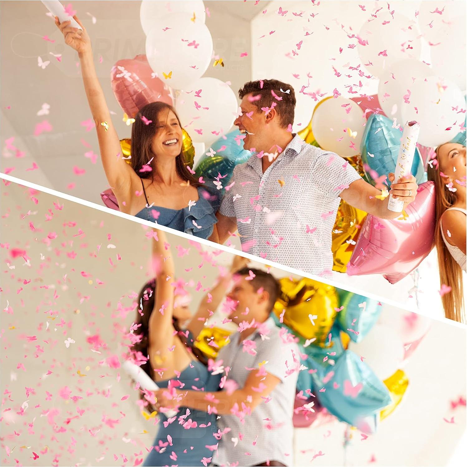 Cañón de Confeti Revelación de Género PrimePure - 2 Piezas Rosa