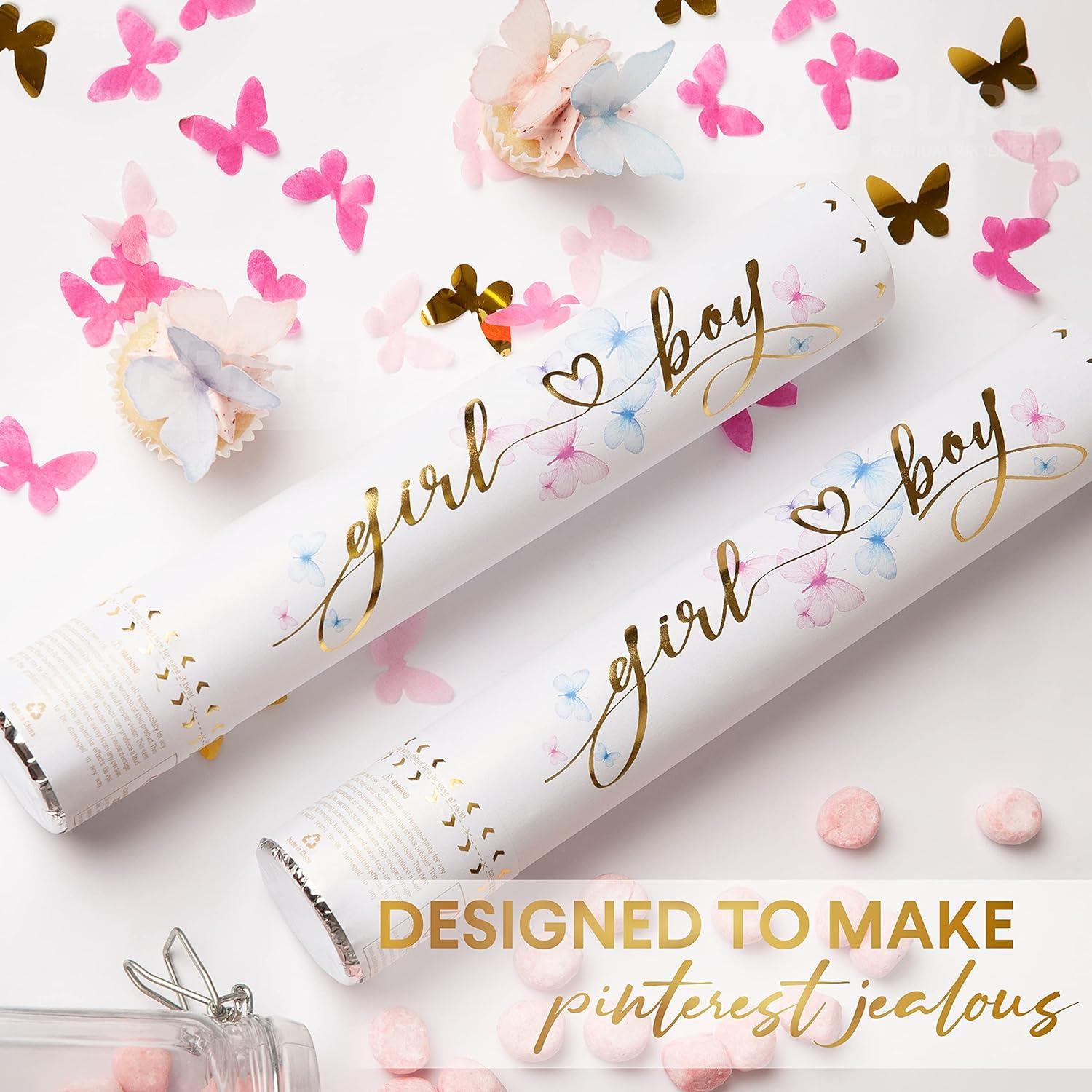 Cañón de Confeti Revelación de Género PrimePure - 2 Piezas Rosa