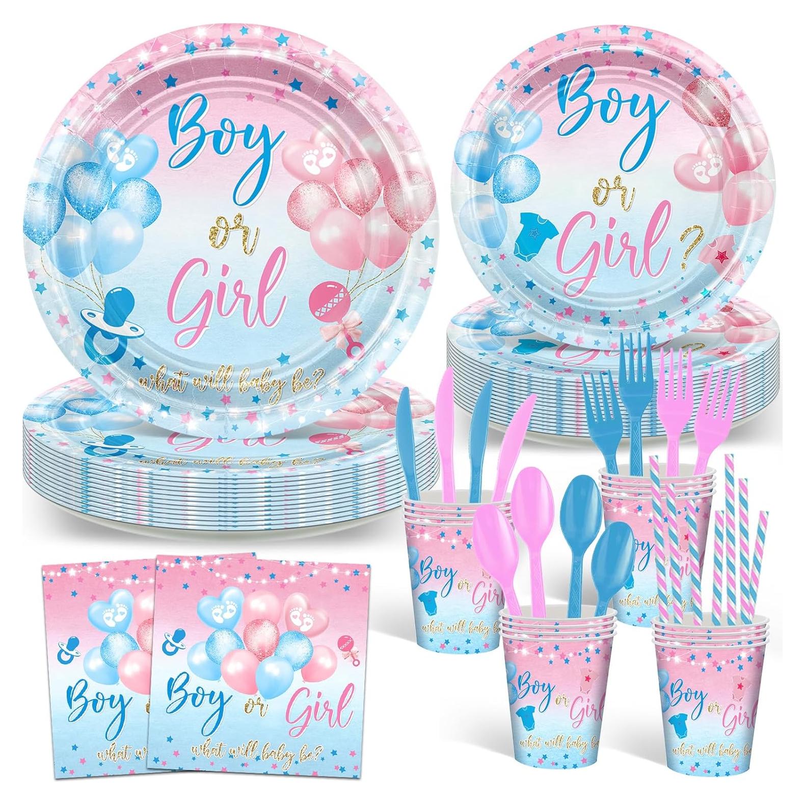 Avezano 192 Pcs Utensilios Fiesta Revelación Género Bebé