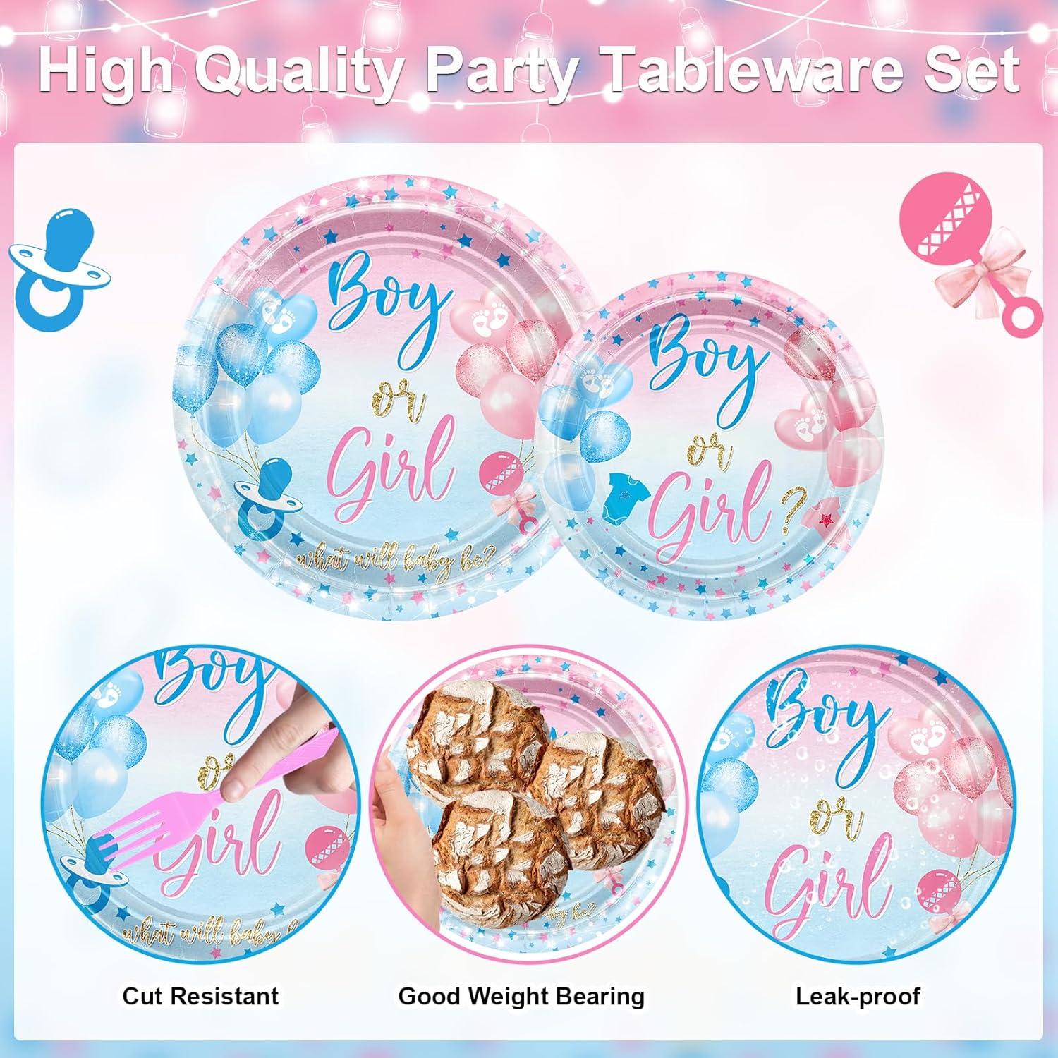 Avezano 192 Pcs Utensilios Fiesta Revelación Género Bebé