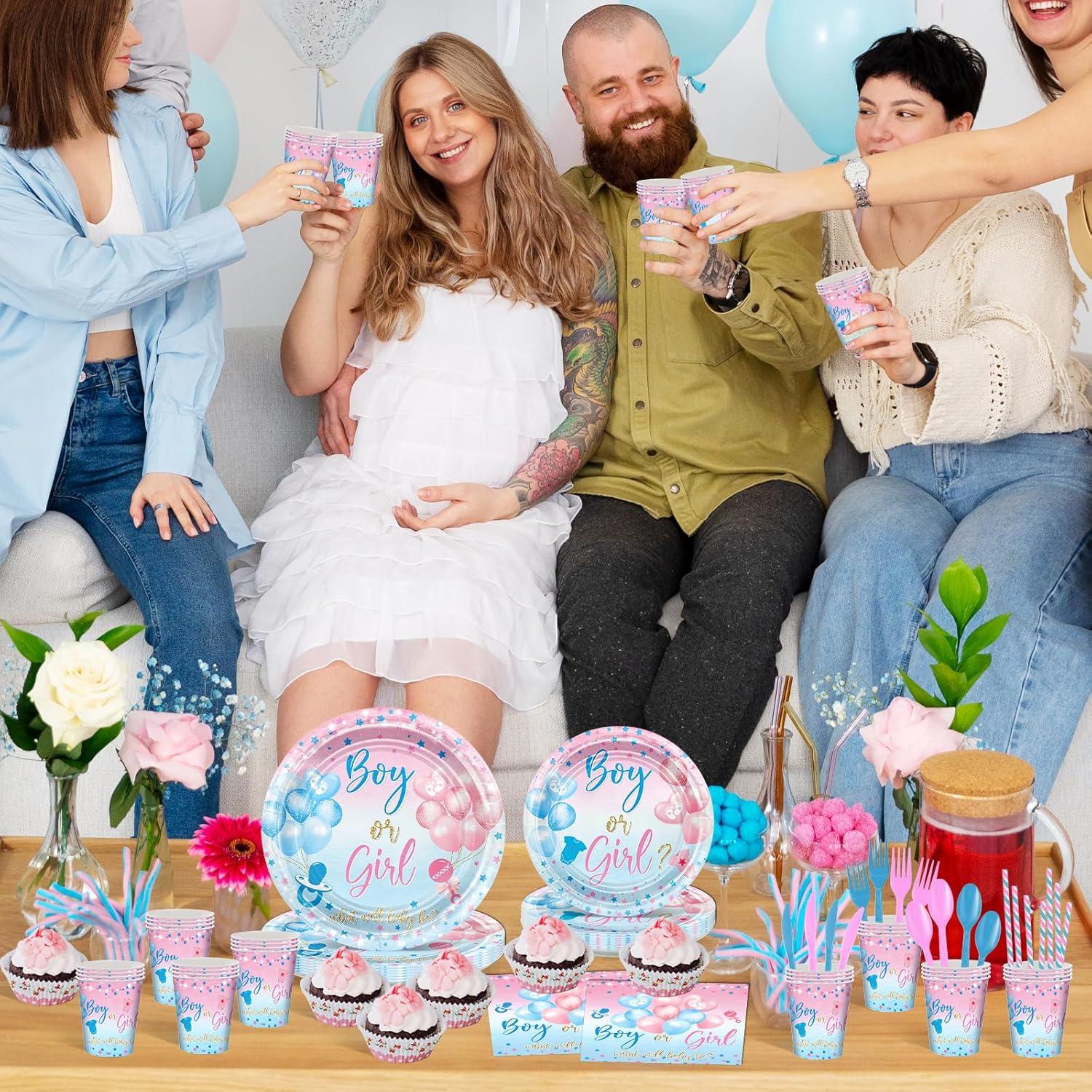 Avezano 192 Pcs Utensilios Fiesta Revelación Género Bebé