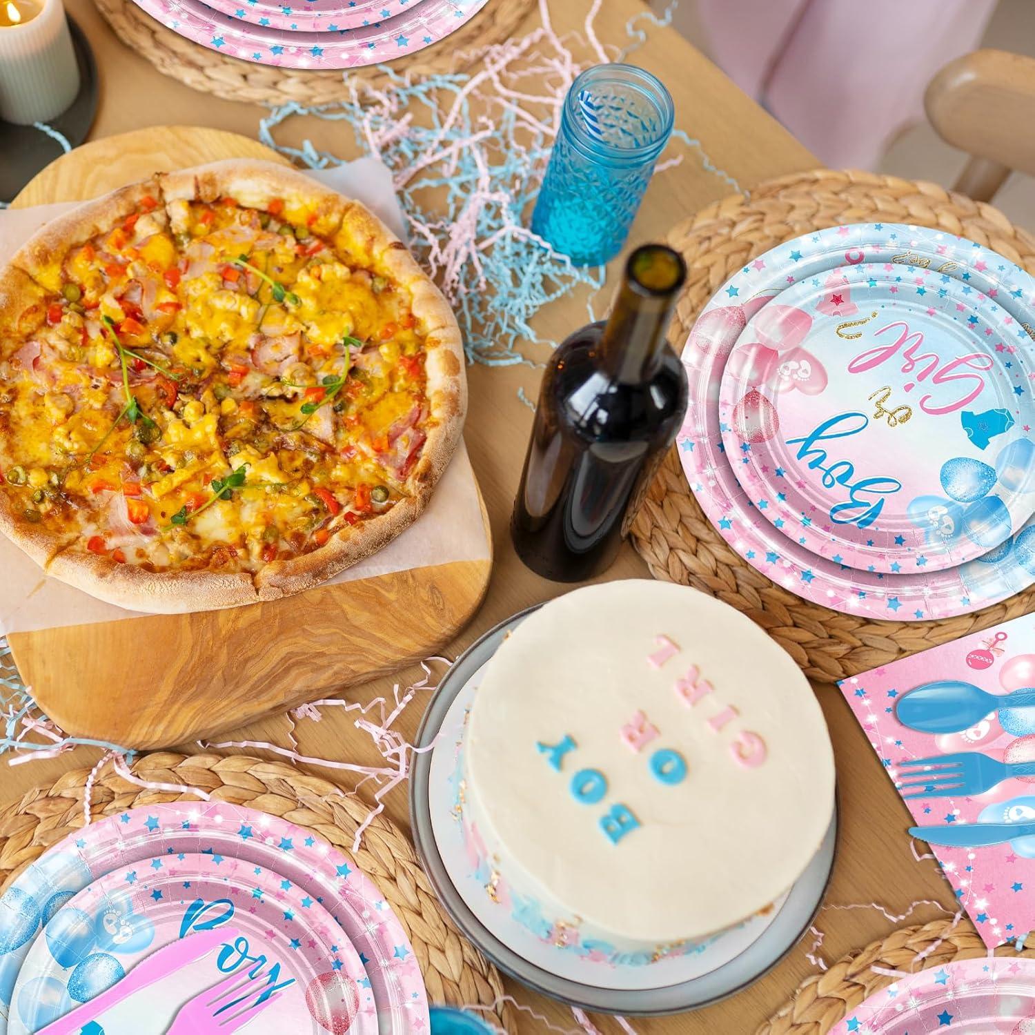 Avezano 192 Pcs Utensilios Fiesta Revelación Género Bebé