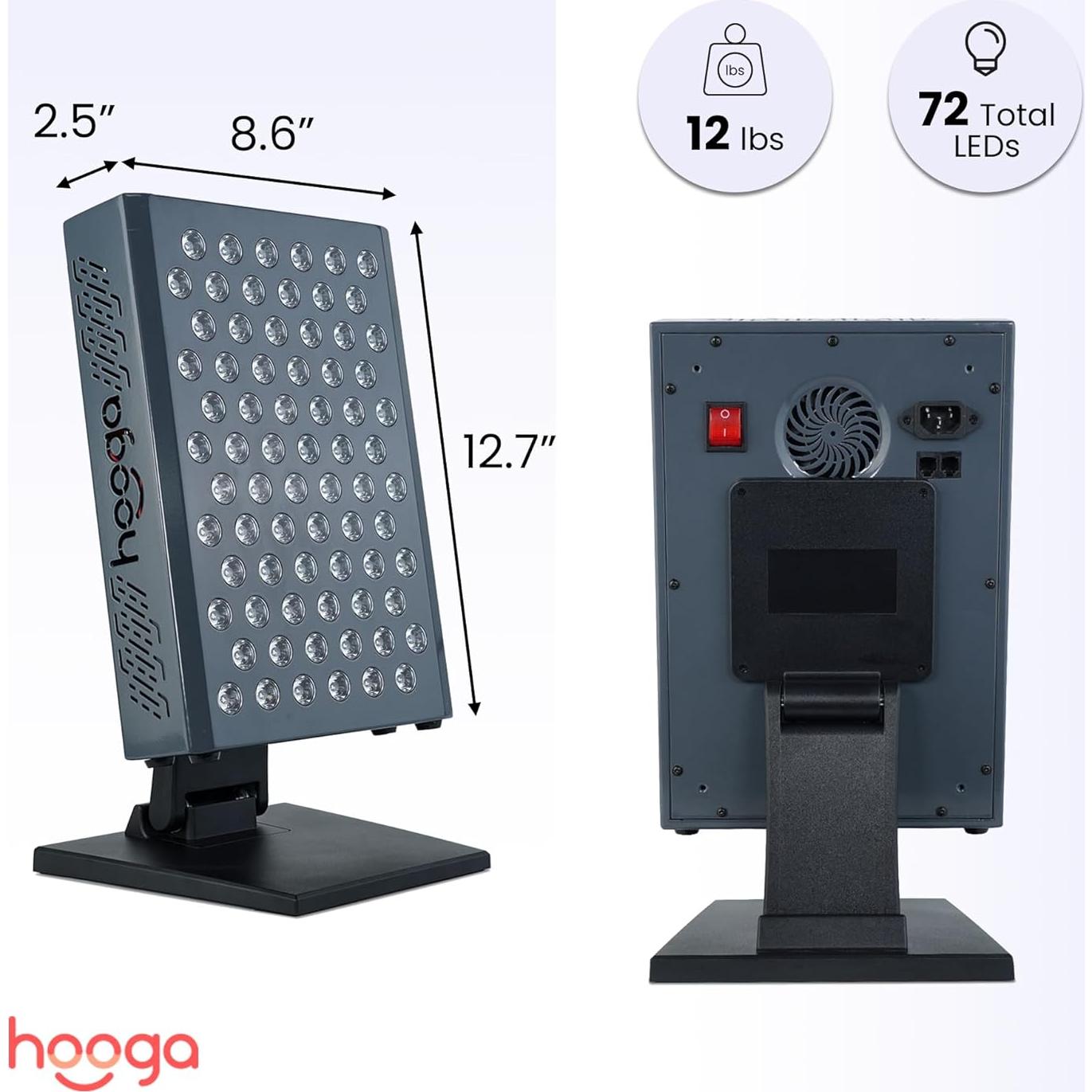 Terapia de Luz Roja Hooga Ultra360, Panel LED 72 LEDs Cuádruple Chip