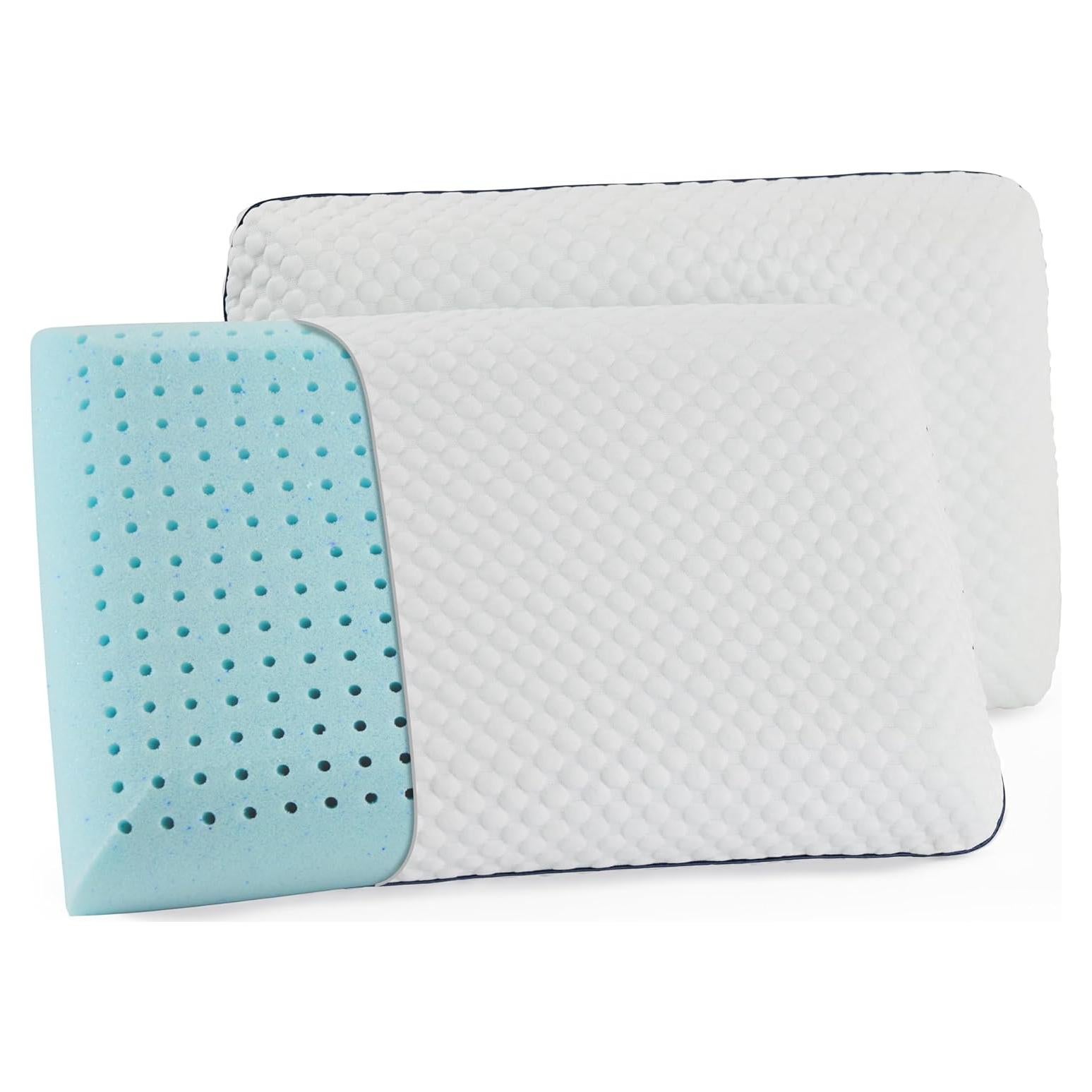 WEEKENDER Gel Memory Foam Pillow - Standard Size - 2-Pack - Medium Plush Feel - Neck & Shoulder Support - For Back, Side, & Stomach Sleepers - Home, Hotel, & Hospital Essentials