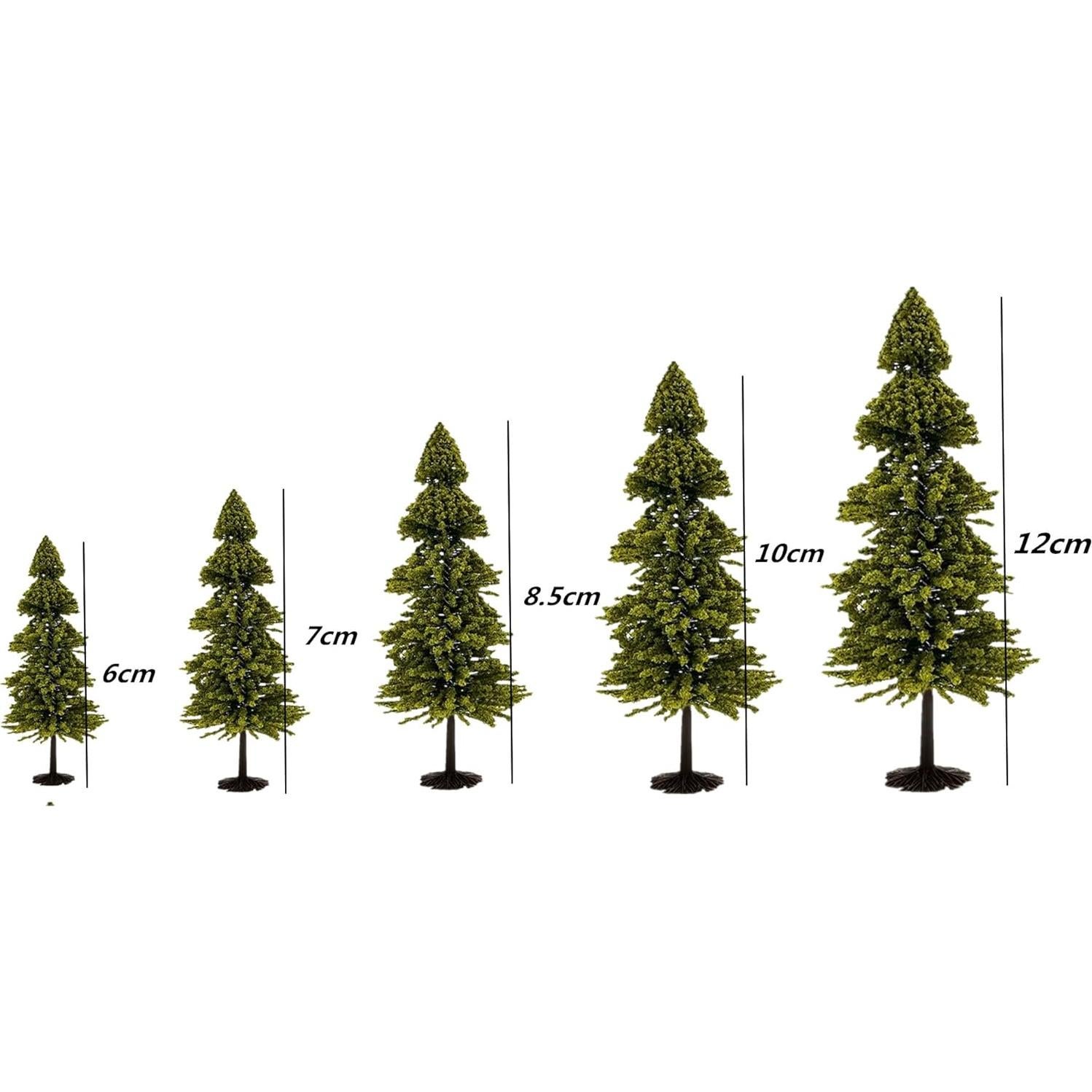 10 Árboles de Cedro alblinsy para Diorama Miniatura Verde