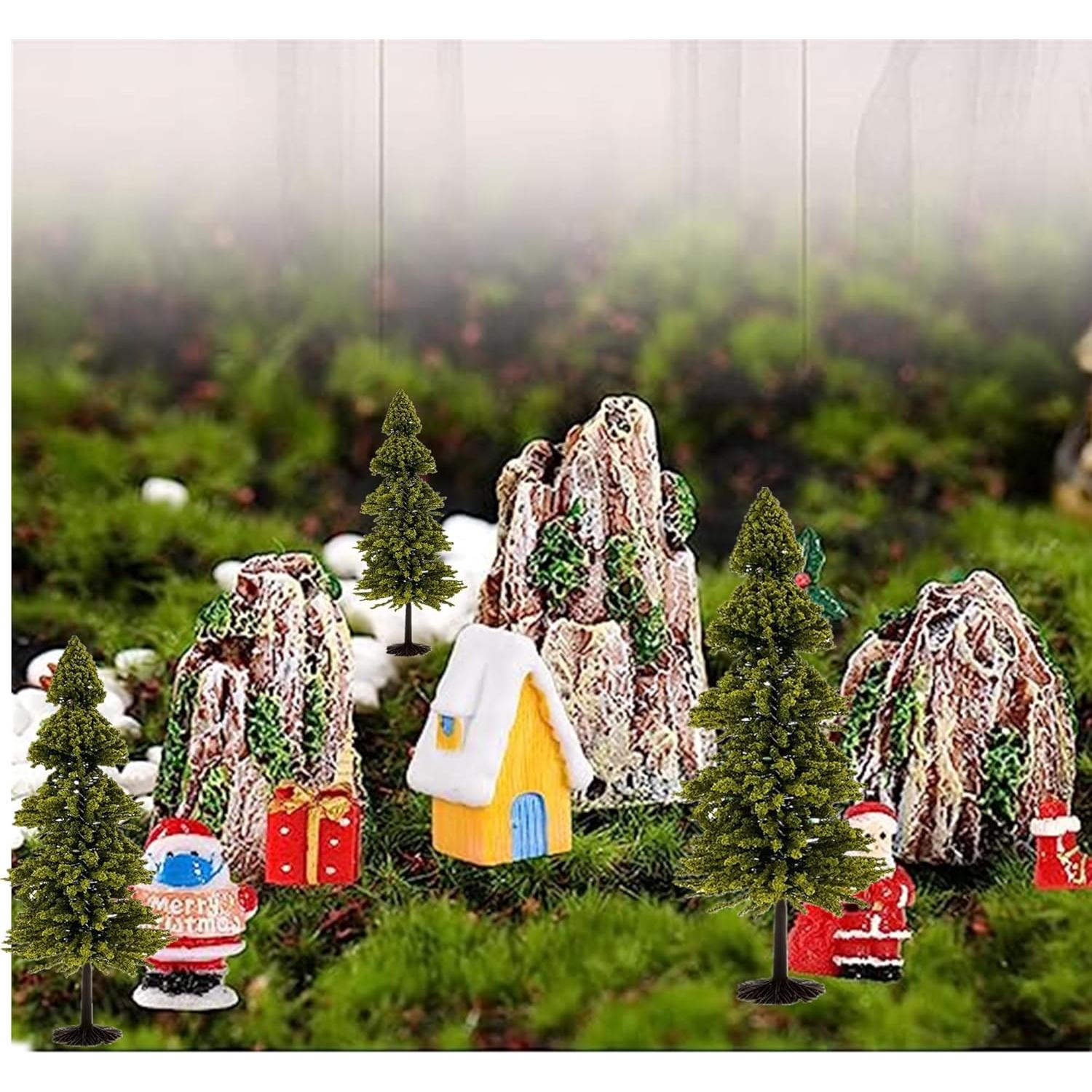 10 Árboles de Cedro alblinsy para Diorama Miniatura Verde