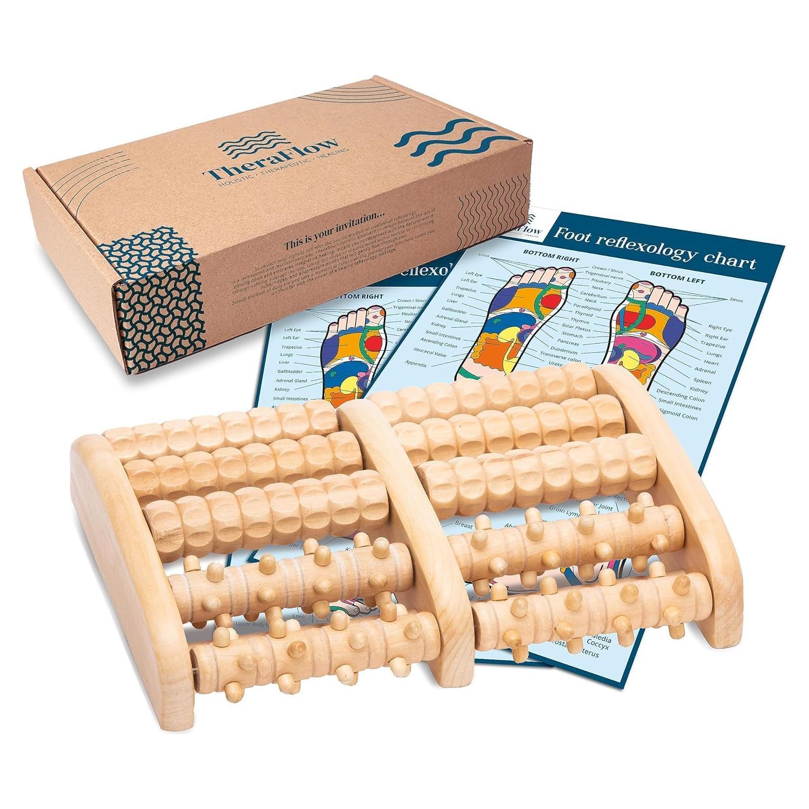 Masajeador de pies de madera TheraFlow Doble Reflexología 28.5x20.3cm