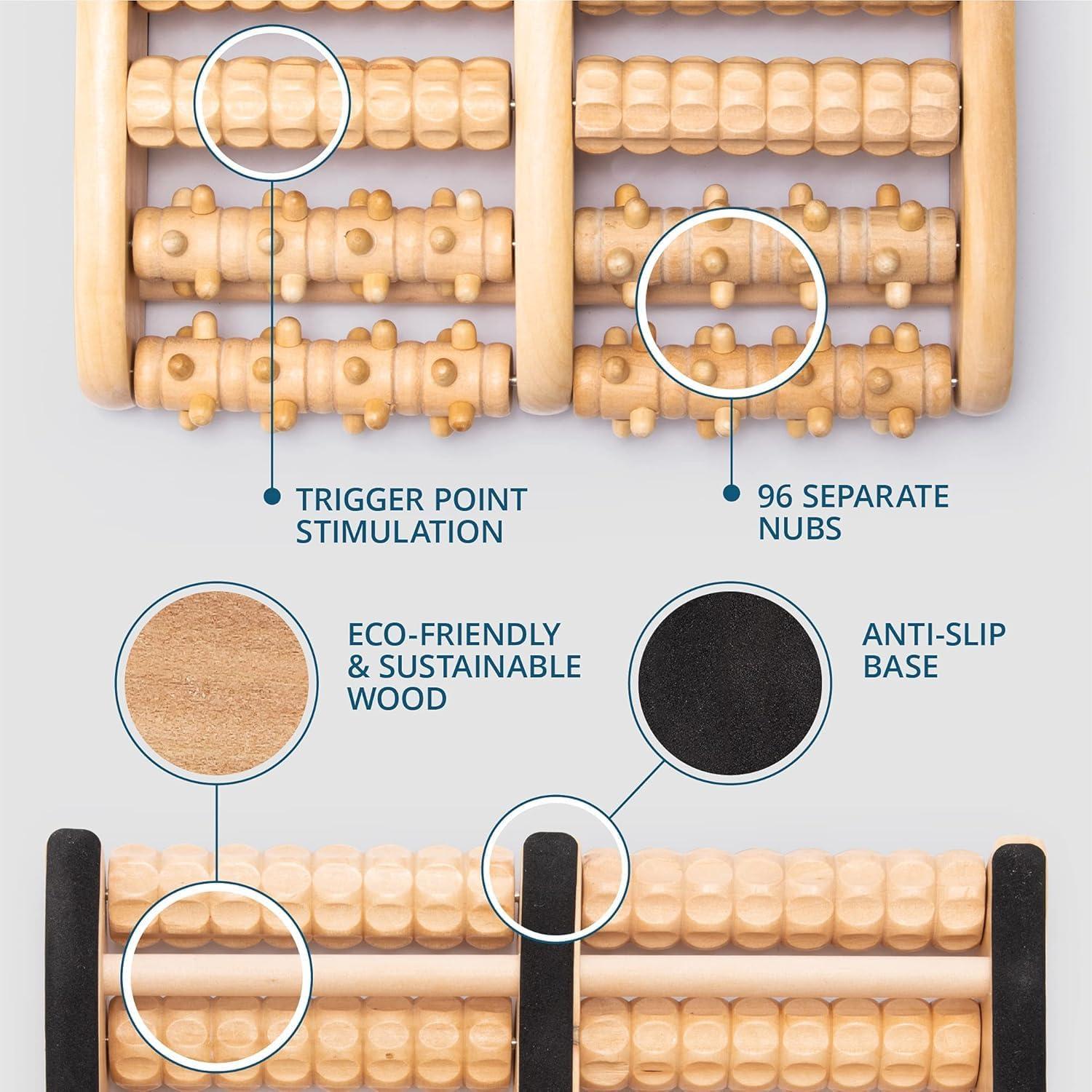Masajeador de pies de madera TheraFlow Doble Reflexología 28.5x20.3cm