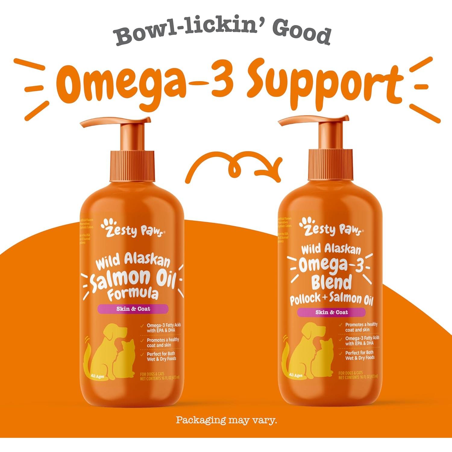 Suplemento Omega-3 Zesty Paws Aceite de Salmón 473ml para Mascotas