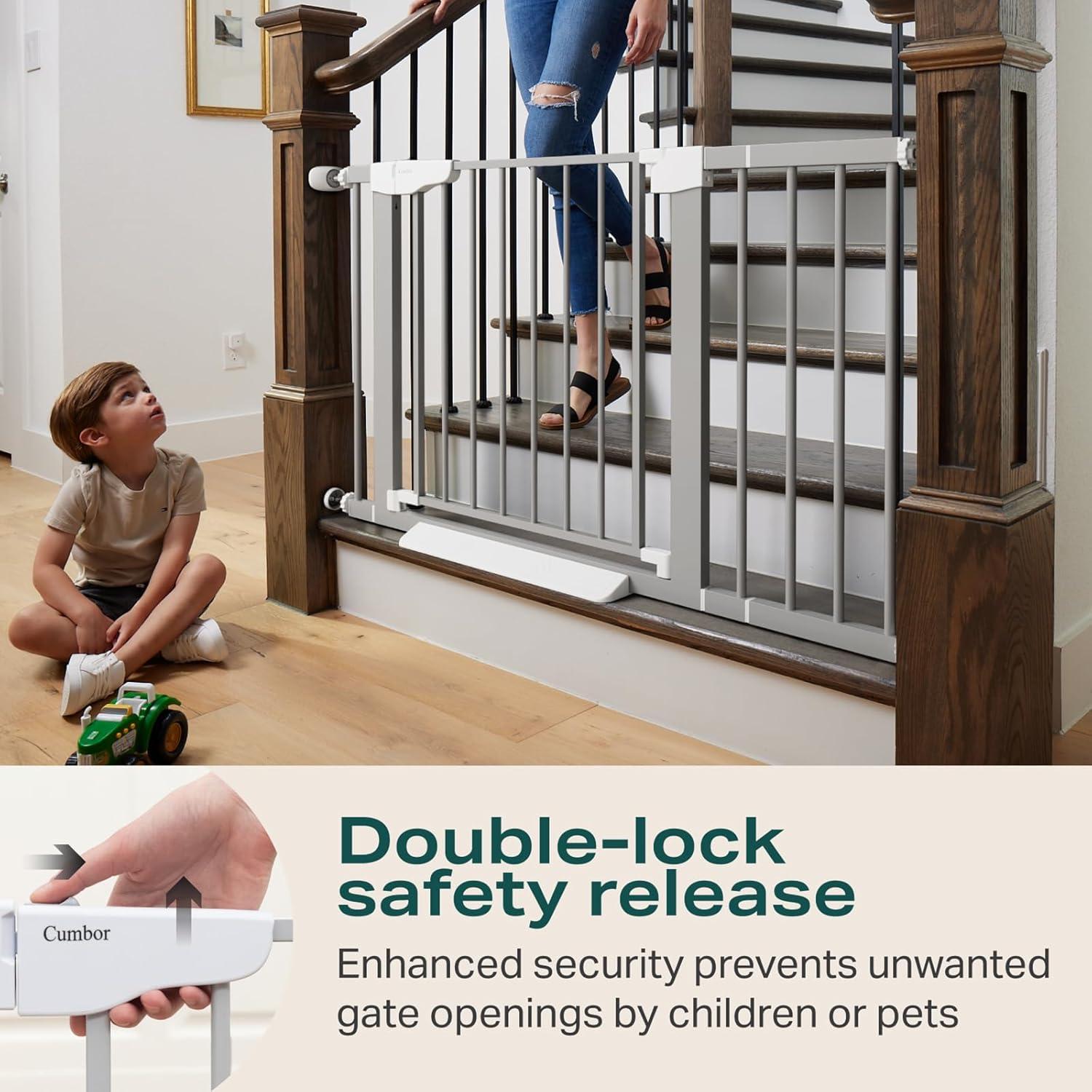 Puerta de Seguridad para Bebés Cumbor 29.7-46" Ajustable Gris