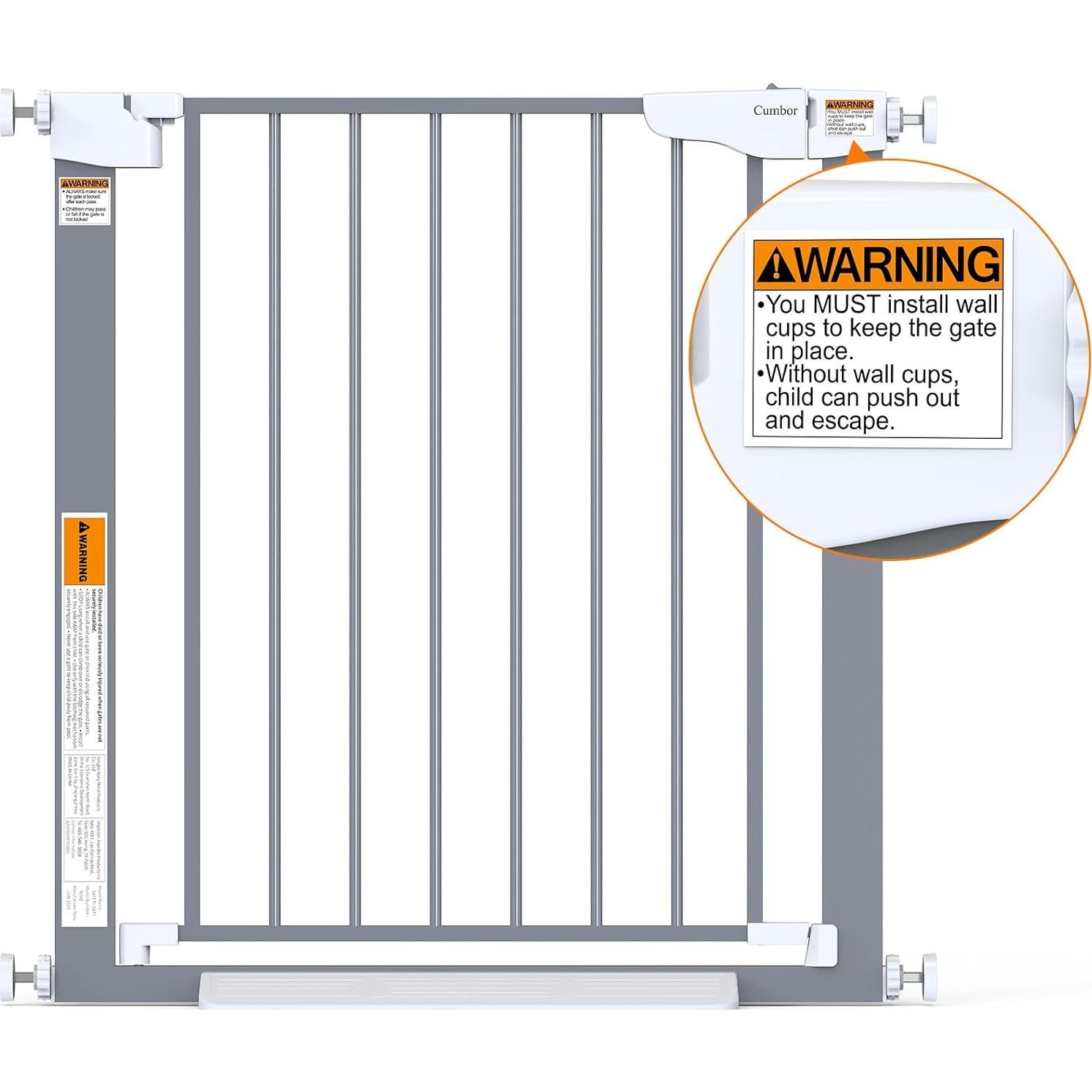 Puerta de Seguridad para Bebés Cumbor 29.7-46" Ajustable Gris