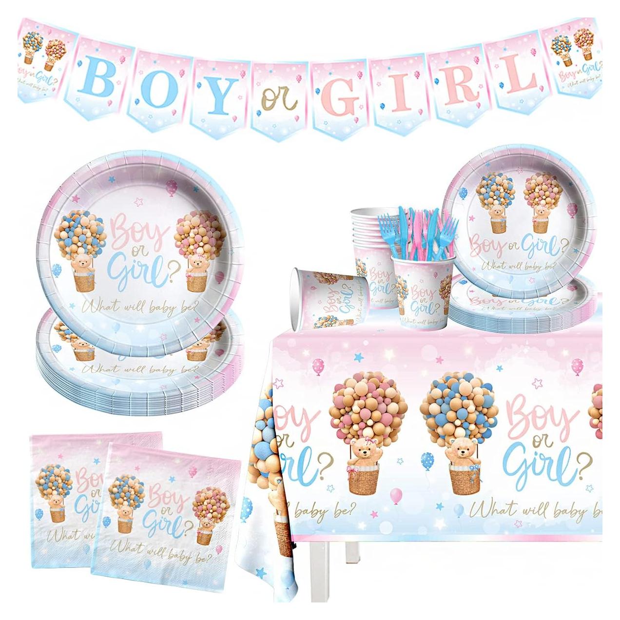 Vajilla Revelación de Género Oso Nifestyle 122pcs Fiesta